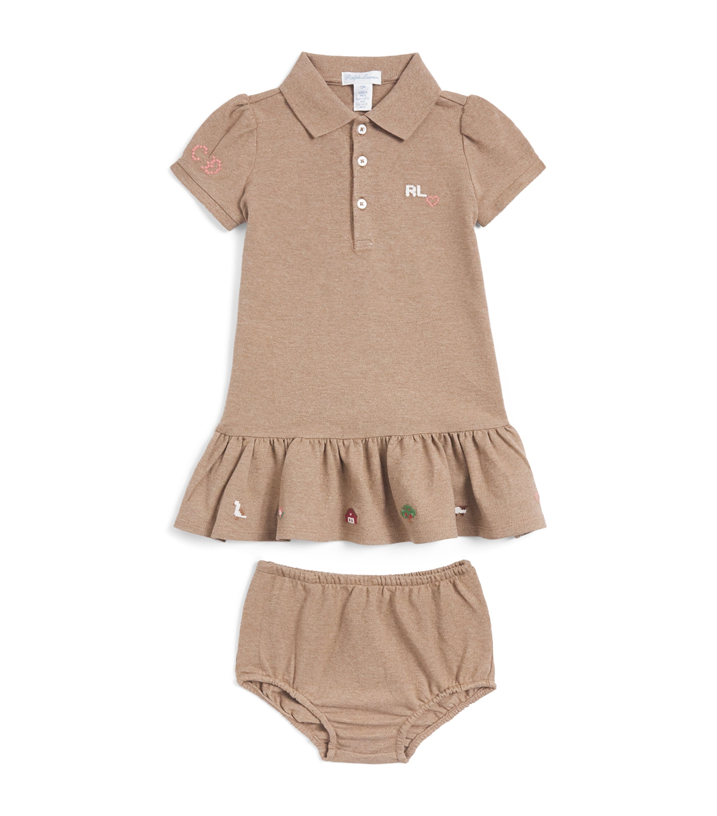 Ralph Lauren Kids Stretch-Mesh Polo Dress and Bloomers Set (3-24 Months) Grey Cloud Heather