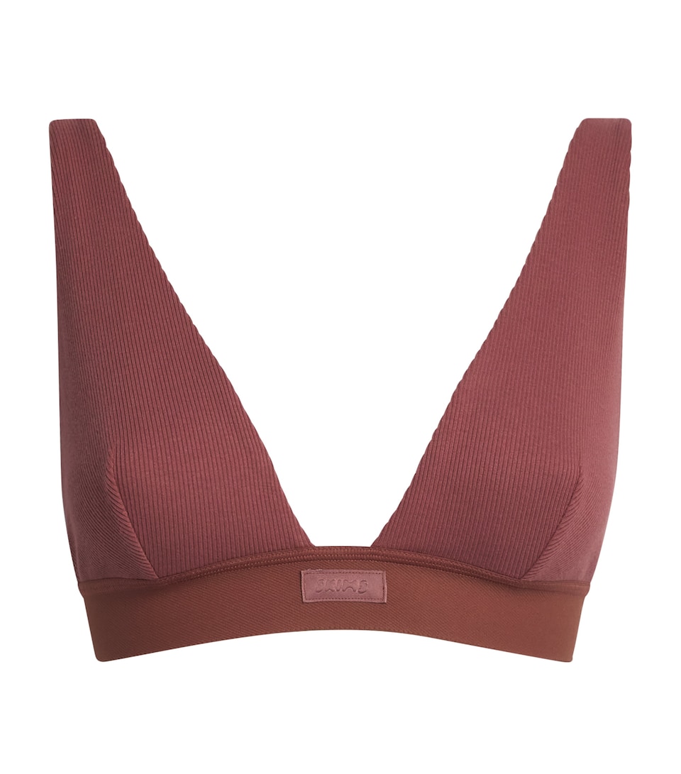 Stretch-Cotton Ribbed Plunge Bralette