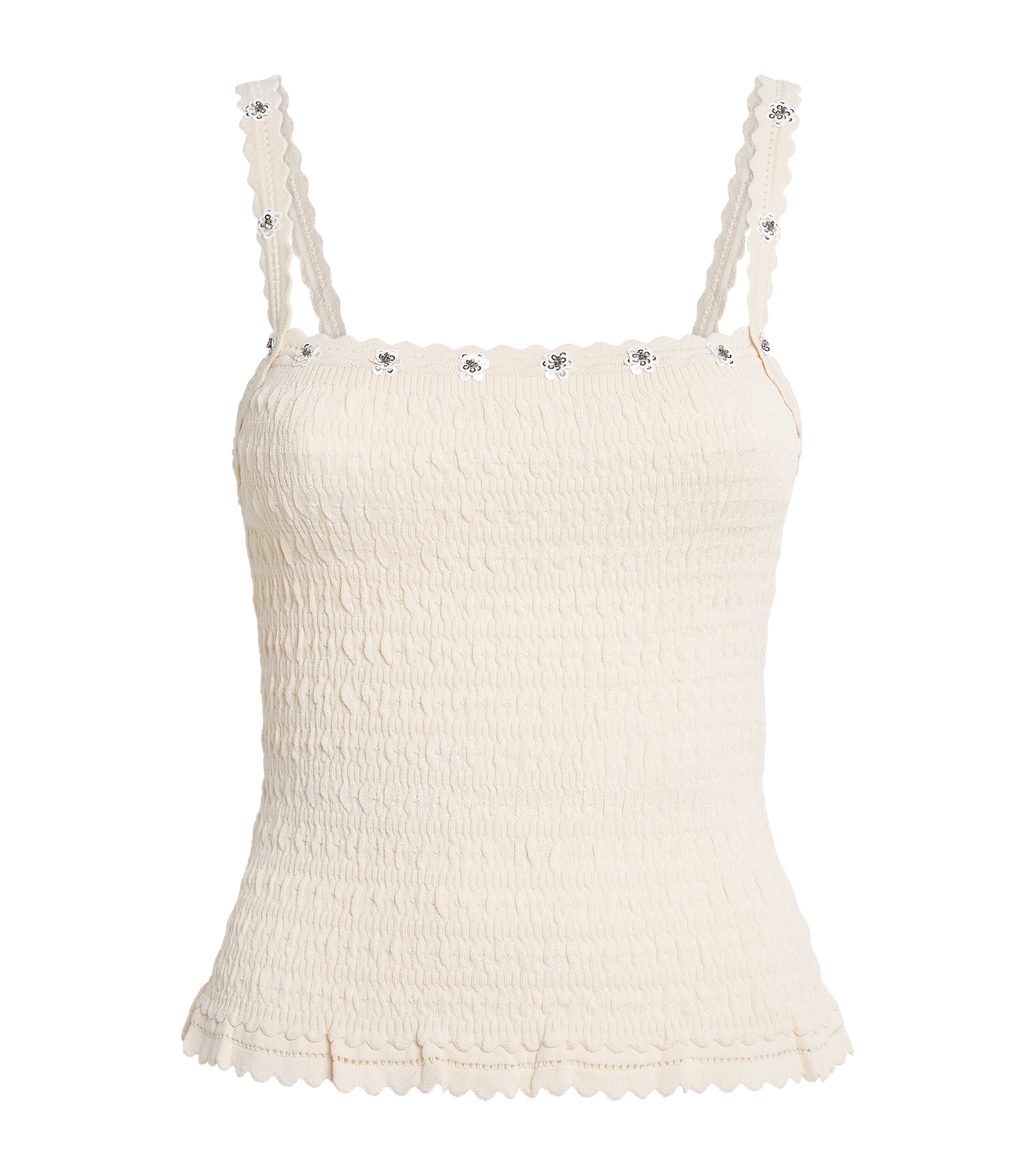 Claudie Pierlot Womens Embellished Knit Tank Top Butter Yellow