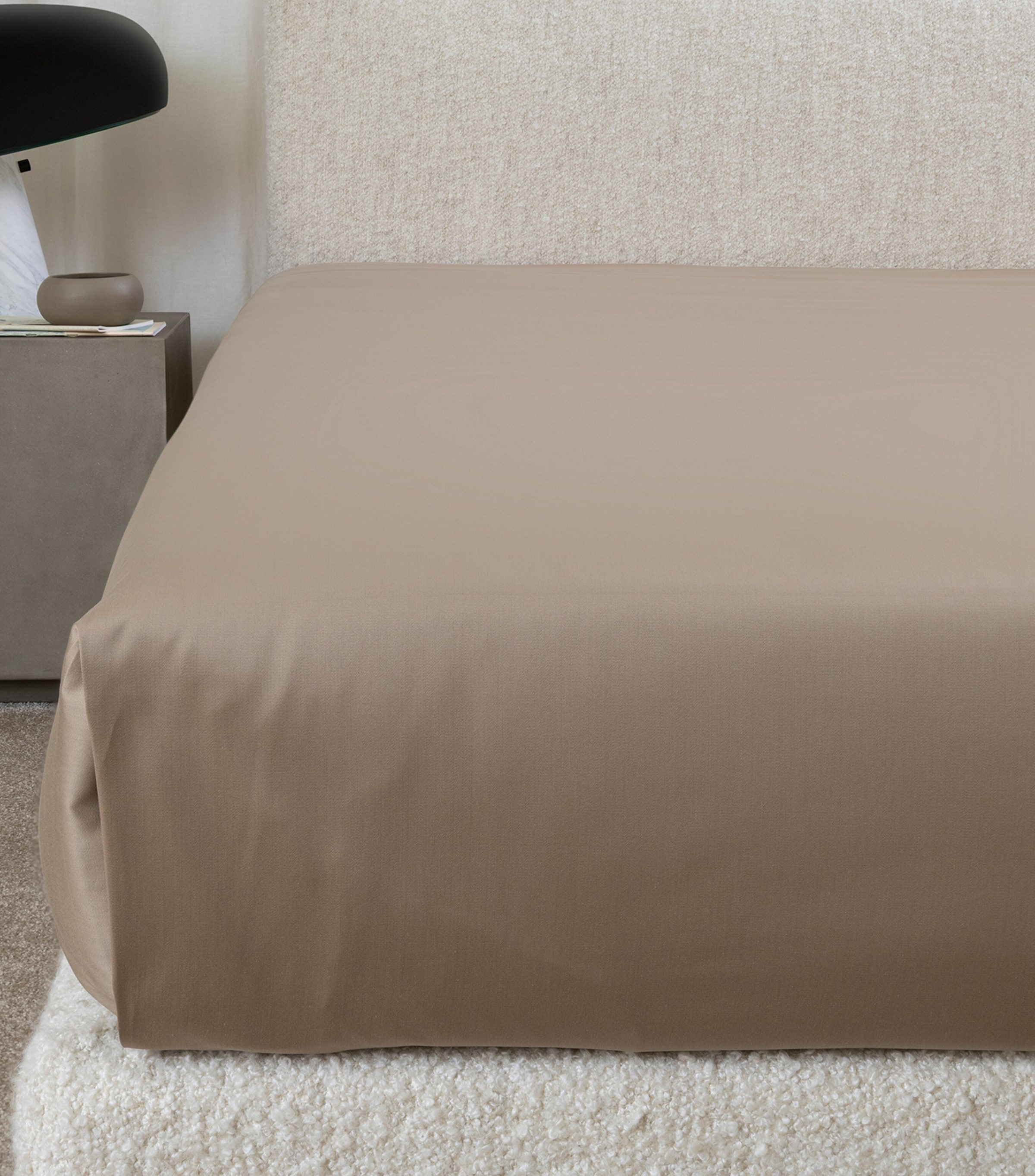 Frette Cotton Yarn Dyed Sateen Super King Flat Bottom Sheet (270cm x 320cm) Taupe/savage