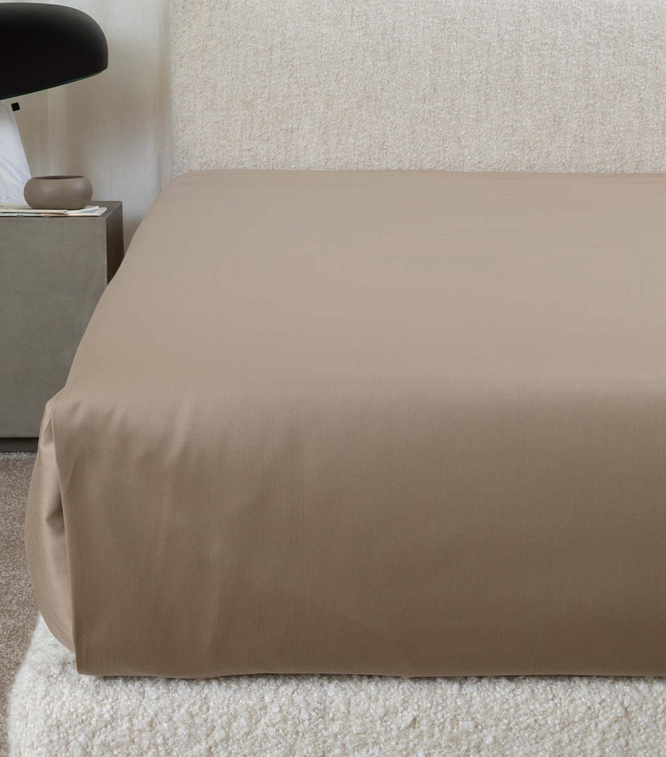 Frette Cotton Yarn Dyed Sateen Super King Flat Bottom Sheet (270cm x 320cm) Taupe/savage