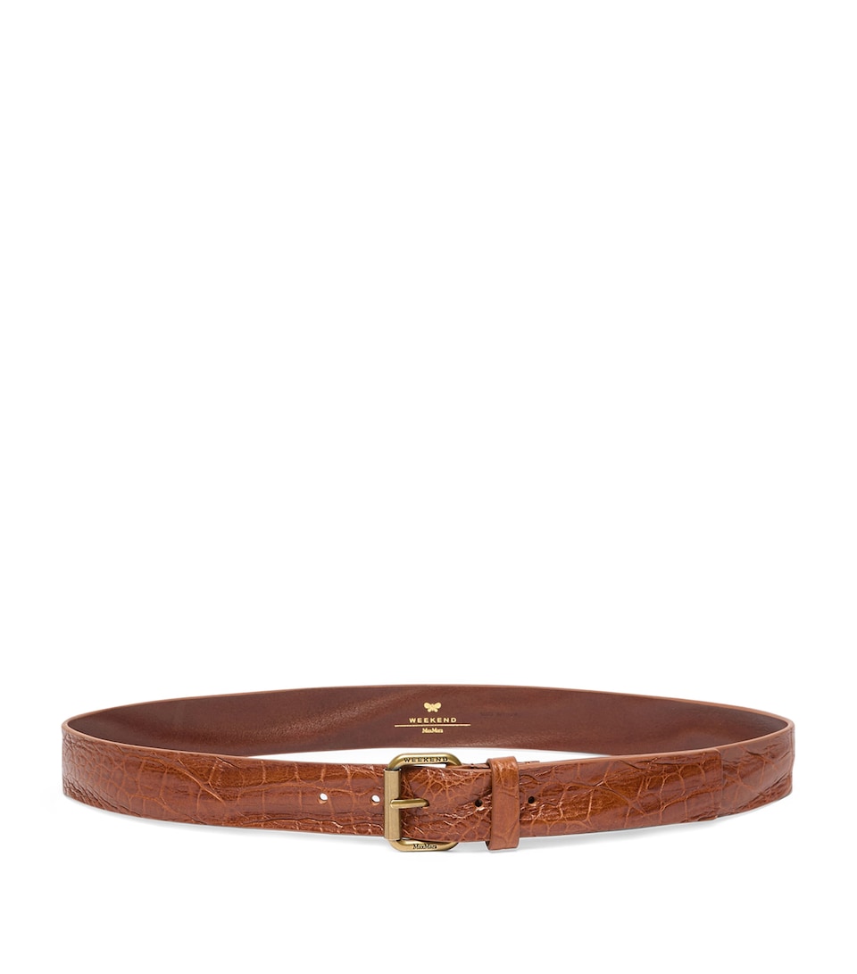 Croc-Embossed Leather Belt