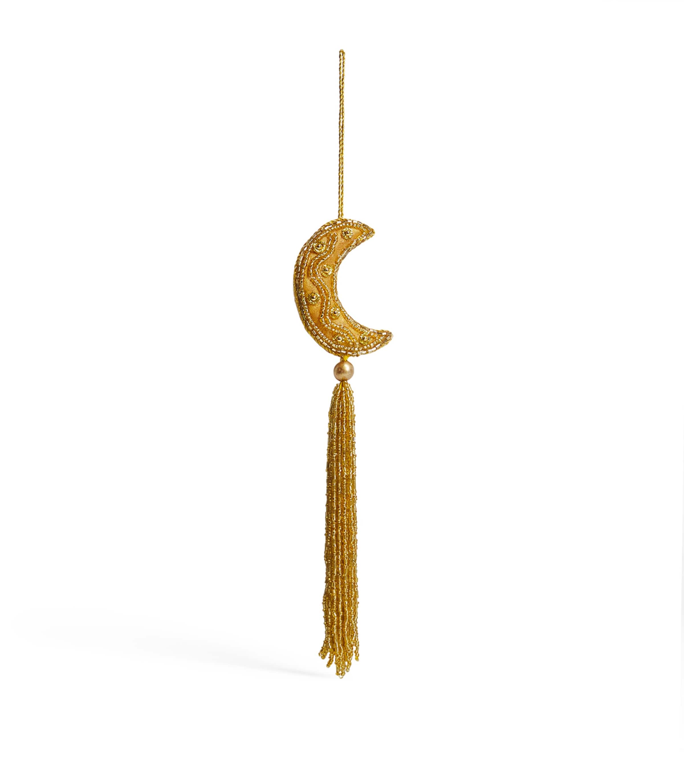 Harrods Beaded Moon Tree Decoration Gold