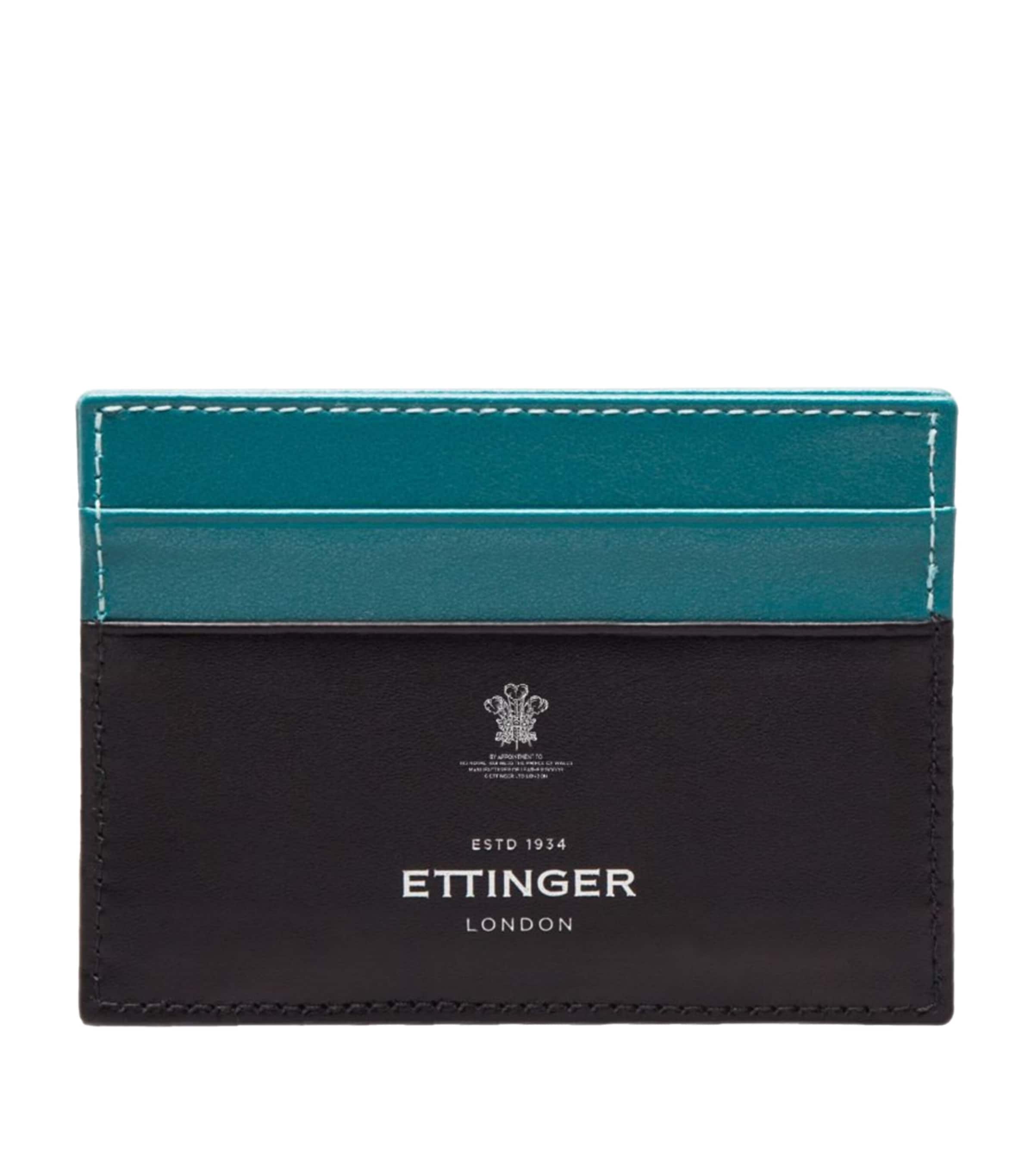Ettinger Leather Sterling Flat Card Holder Turquoise