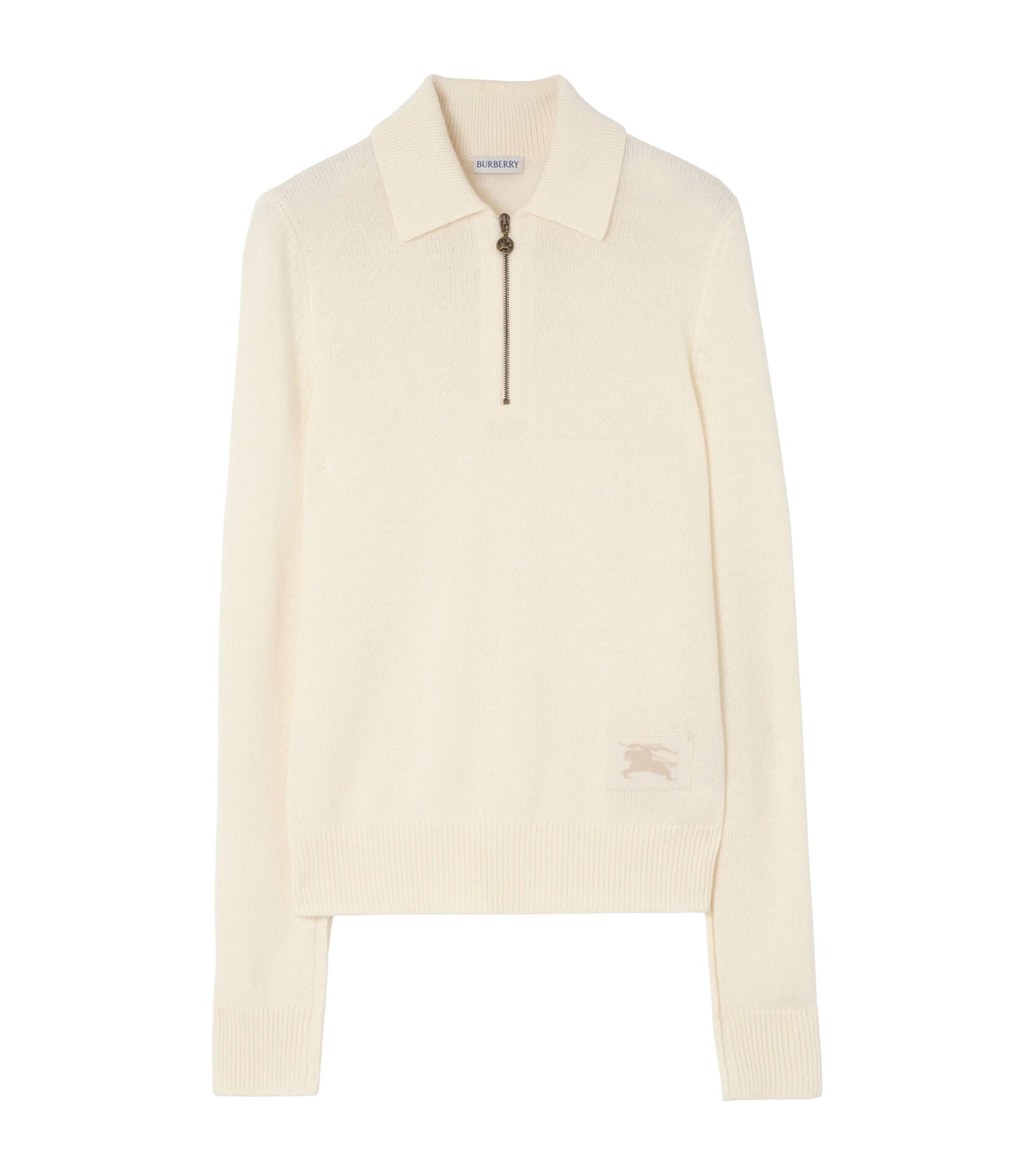Burberry Womens Cashmere Polo Sweater Ceramic White