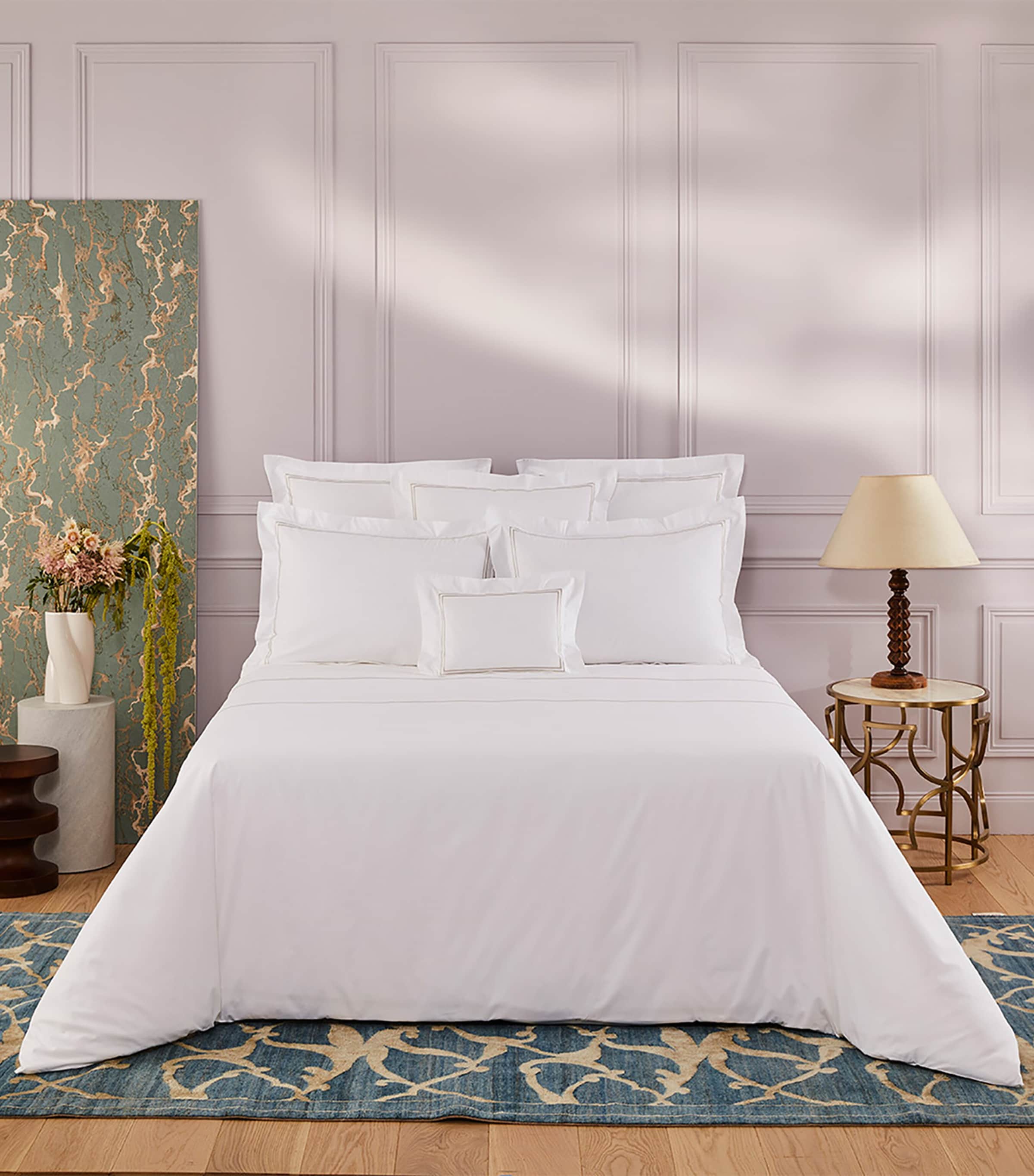 Yves Delorme Organic Cotton Duo Pierre Double Flat Sheet (240cm x 295cm) Pierre