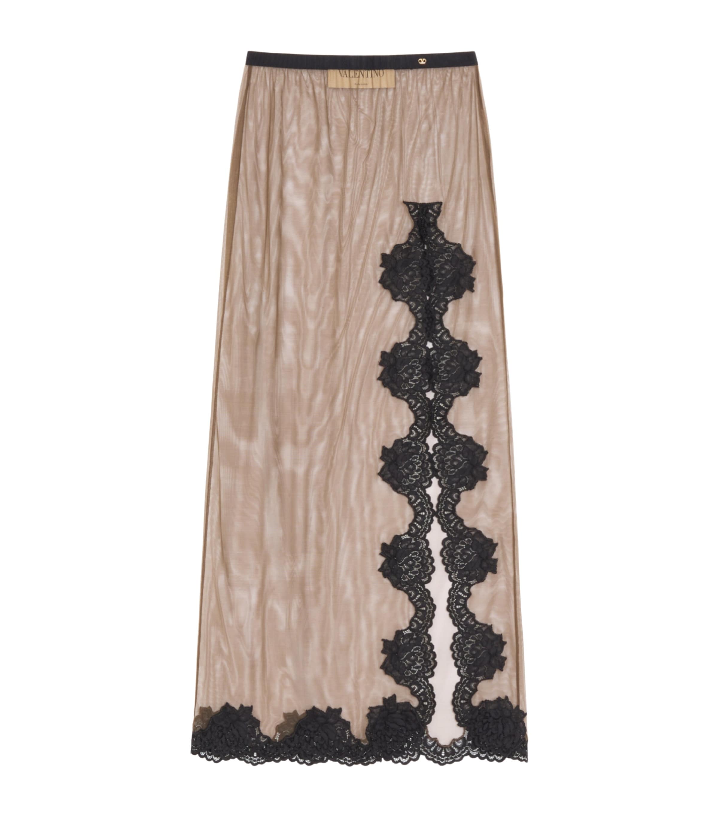 Valentino Womens Sheer Lace-Trim Maxi Skirt Jbm
