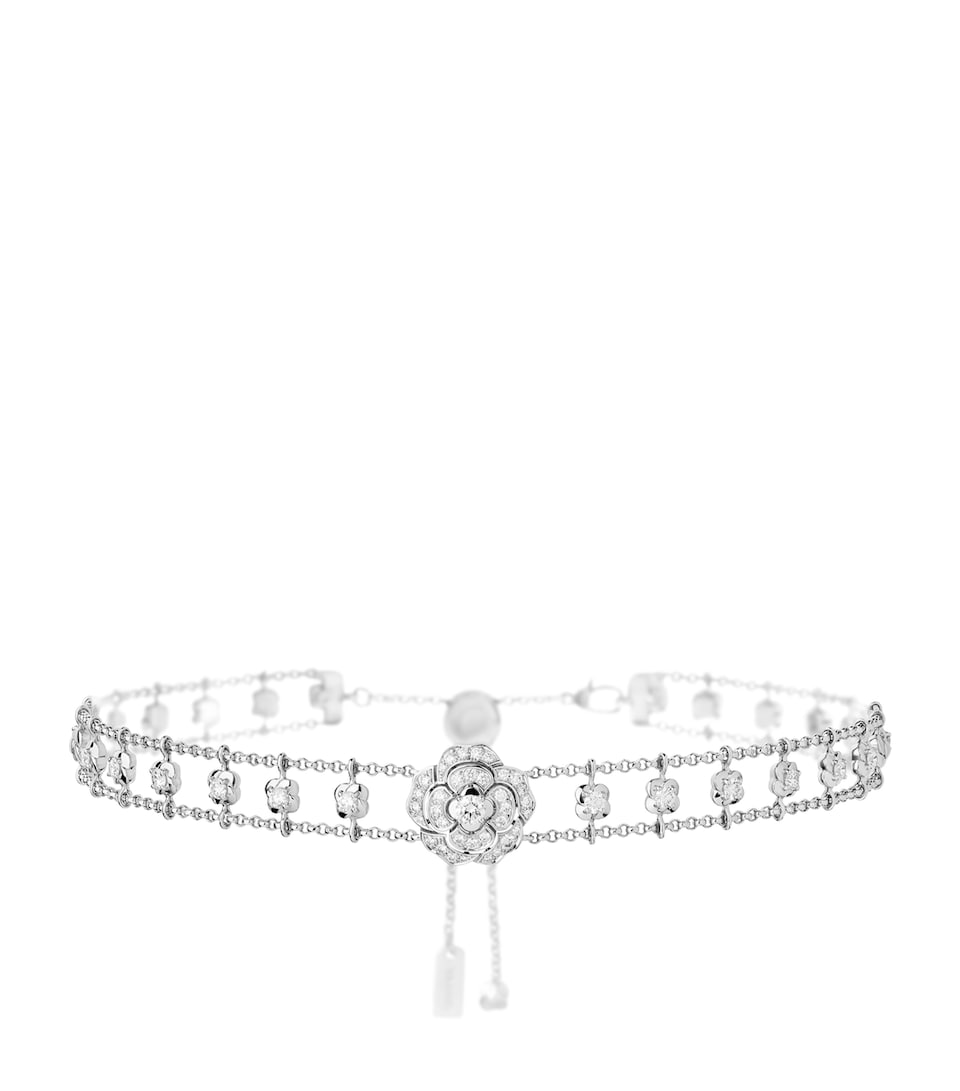 White Gold and Diamond Bouton de Camélia Supple Choker