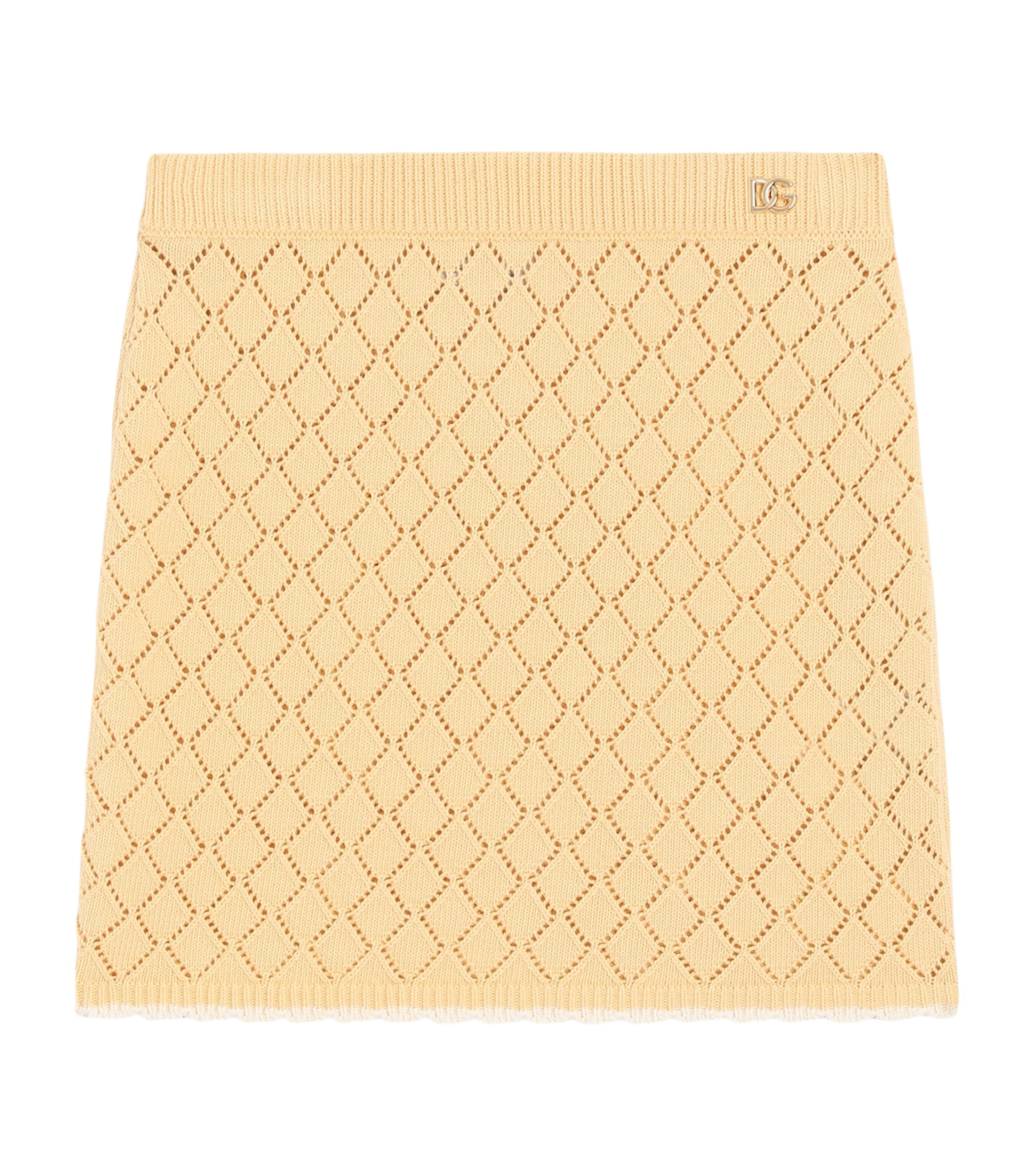 Dolce&Gabbana Kids Cotton Knitted Skirt (8-12+ Years) Yellow