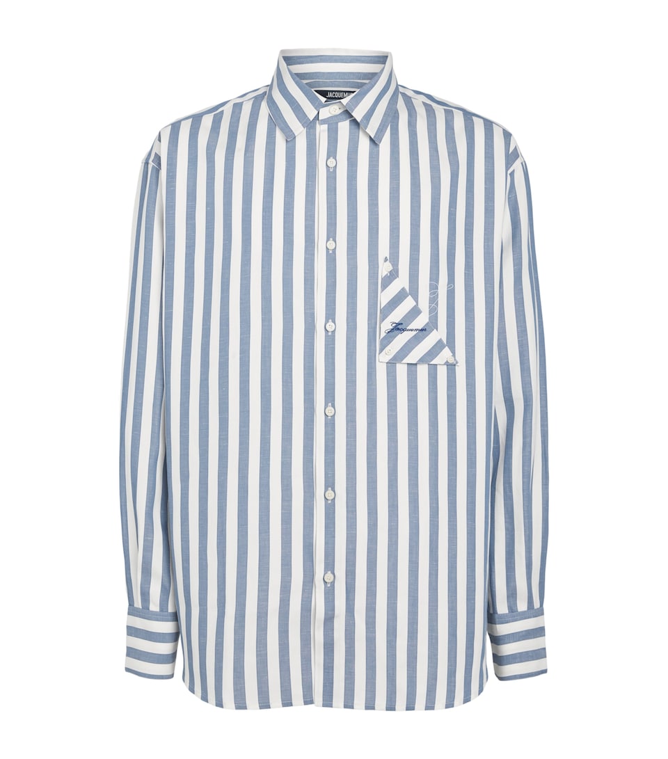 Jacquemus Mens Cotton-Linen Voilier Shirt Jcqrd Strp Blu O