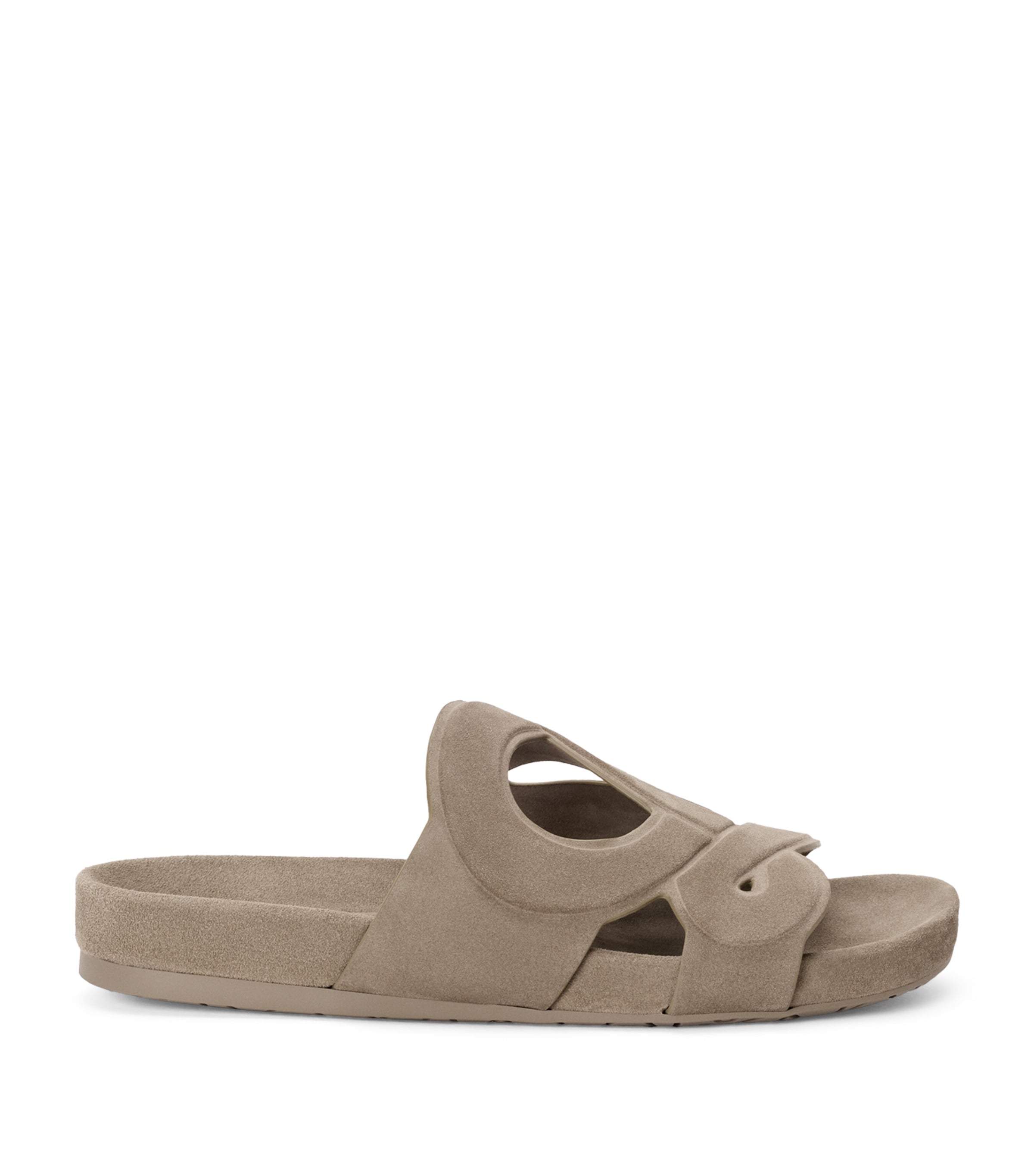 LOEWE x Paula's Ibiza Leather Monogram Ease Slides Stone Grey
