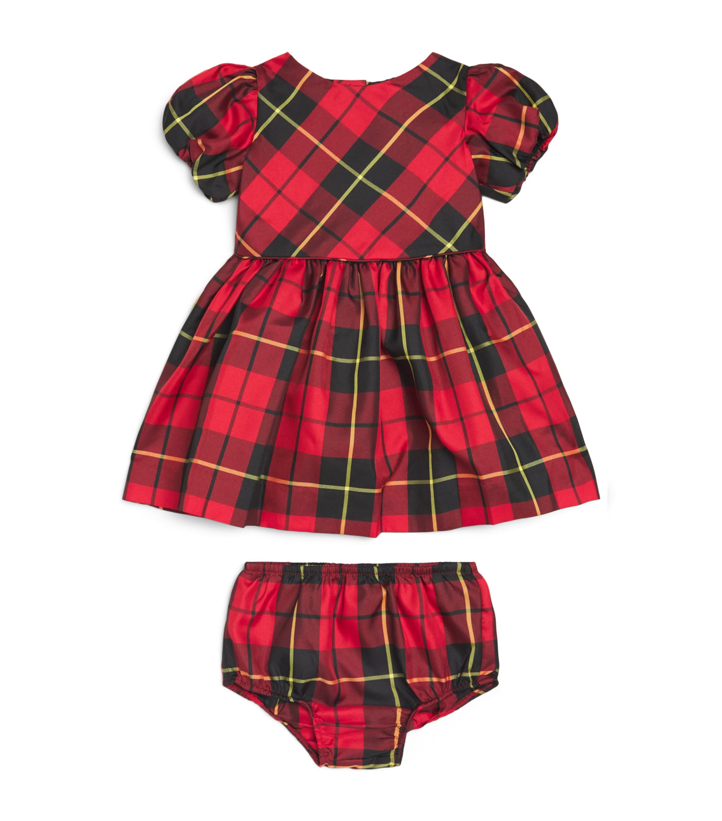 Ralph Lauren Kids Taffeta Tartan Dress and Bloomers (3-24 Months) Rd Blk M Plaid