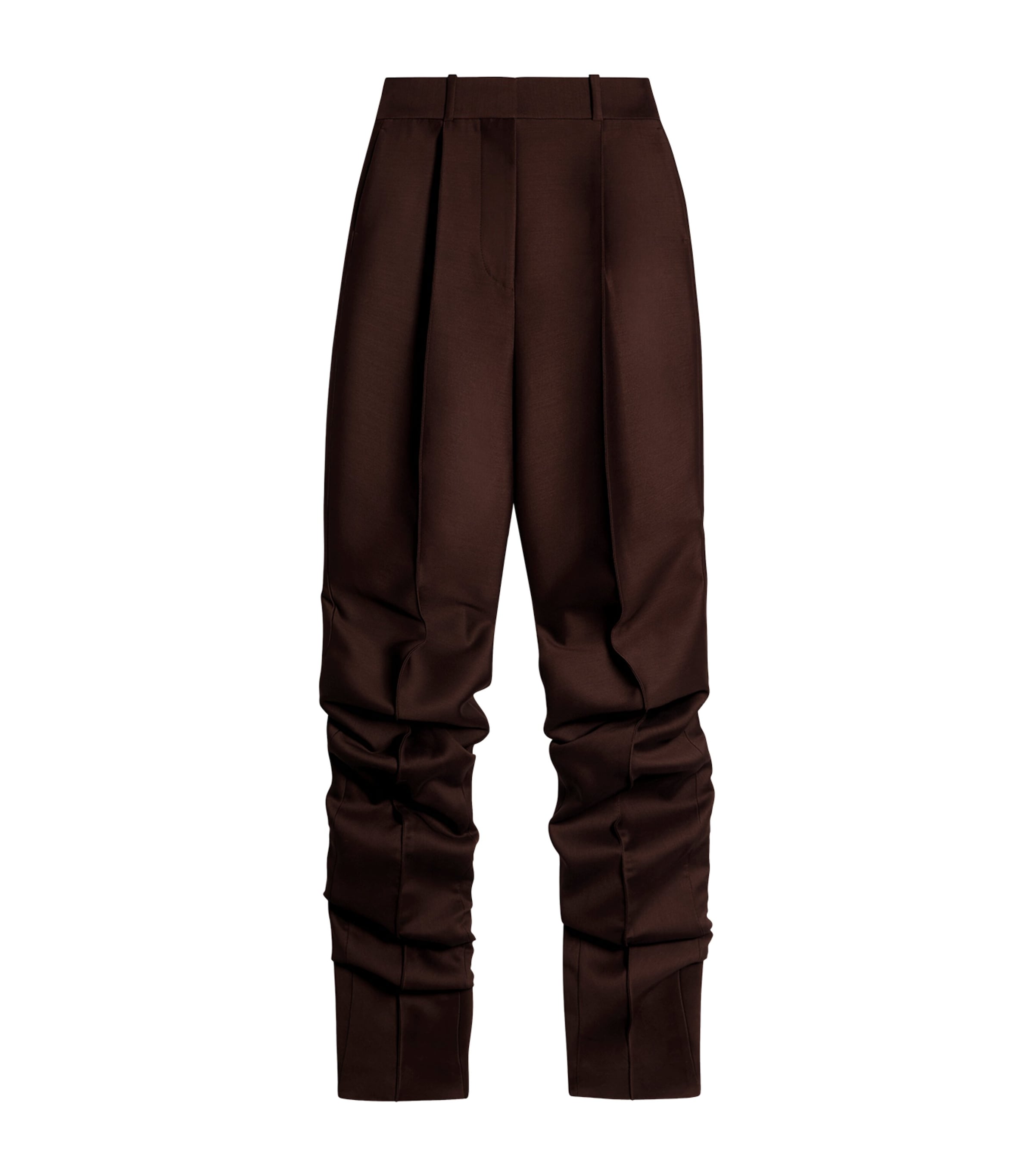 Schiaparelli Womens Wool-Silk Demi-Lune Trousers Brown