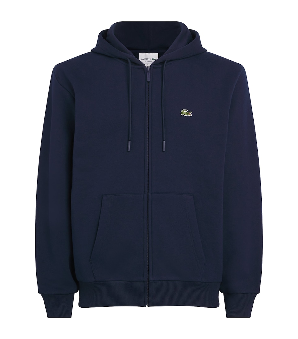 Lacoste Mens Fleece Zip-Up Hoodie Navy Blue