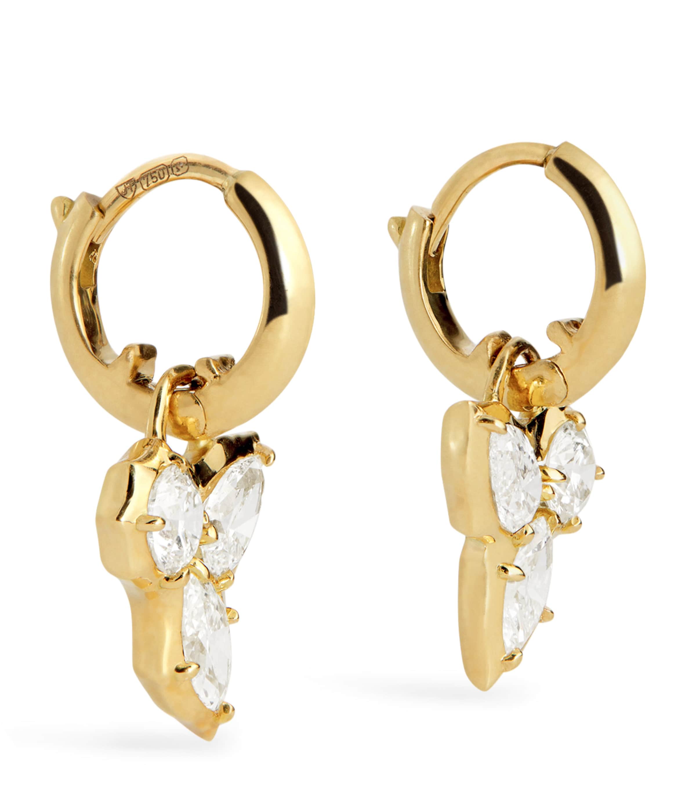Jade Trau Yellow Gold and Diamond Poppy Huggie Earrings Yellow Gold
