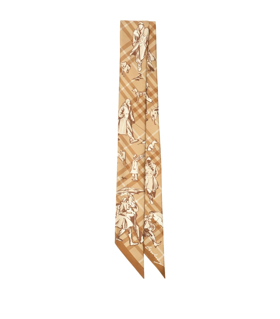 Burberry Silk Paws on Parade Skinny Scarf Finch Beige