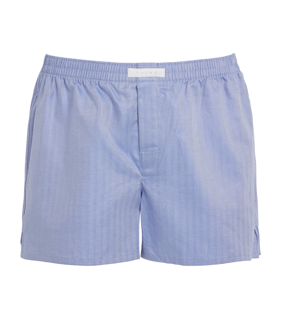 Falke Mens Cotton Woven Boxer Shorts Blue