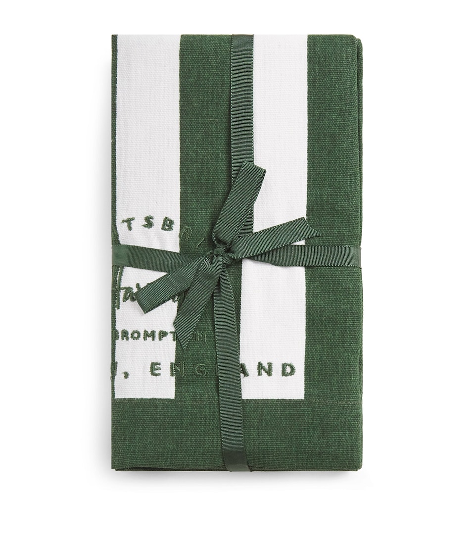 Harrods Set of 4 Cotton Stripe Placemats Green