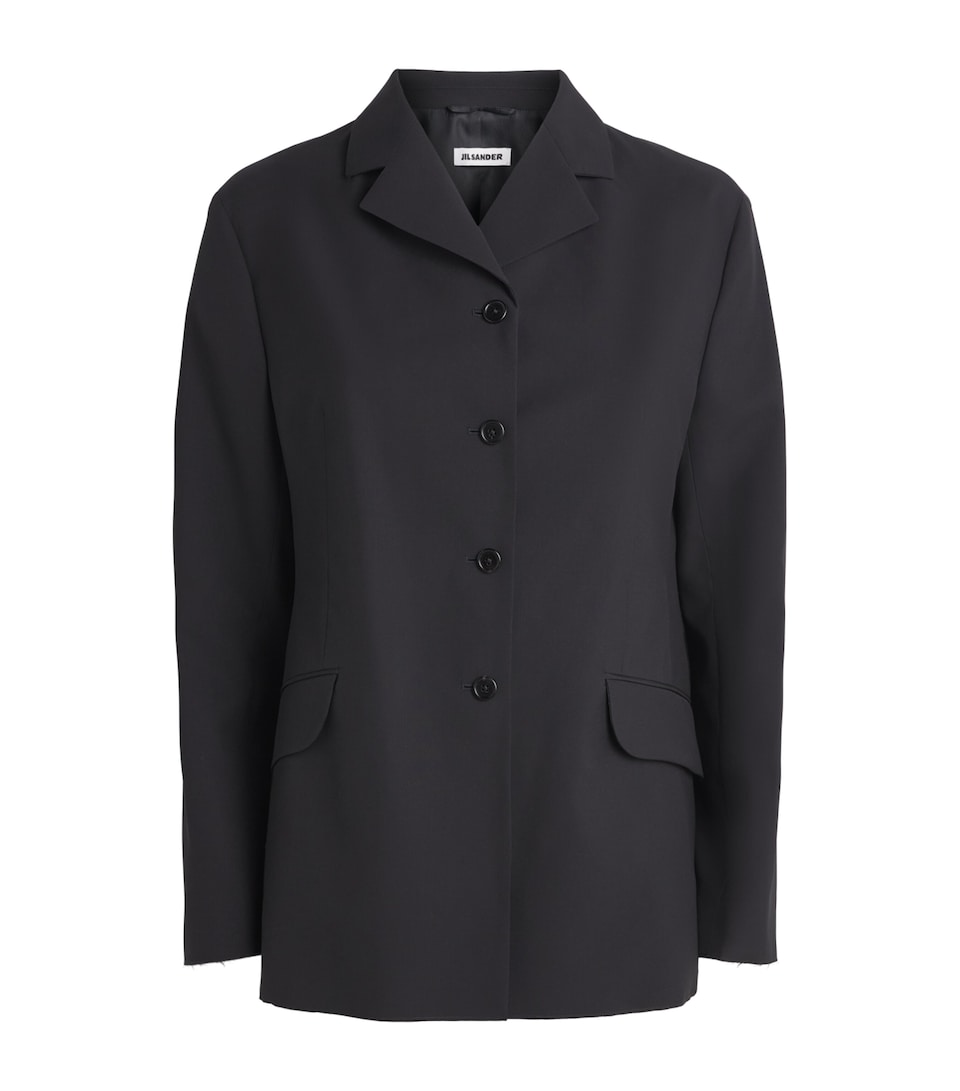 Jil Sander Womens Wool Gabardine Blazer Black