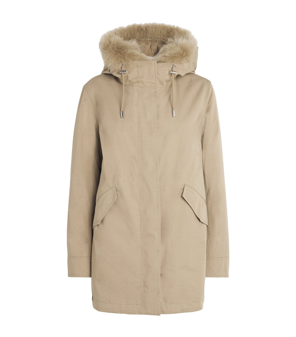 Yves Salomon Womens Down Fur-Trim Technical Parka Coat