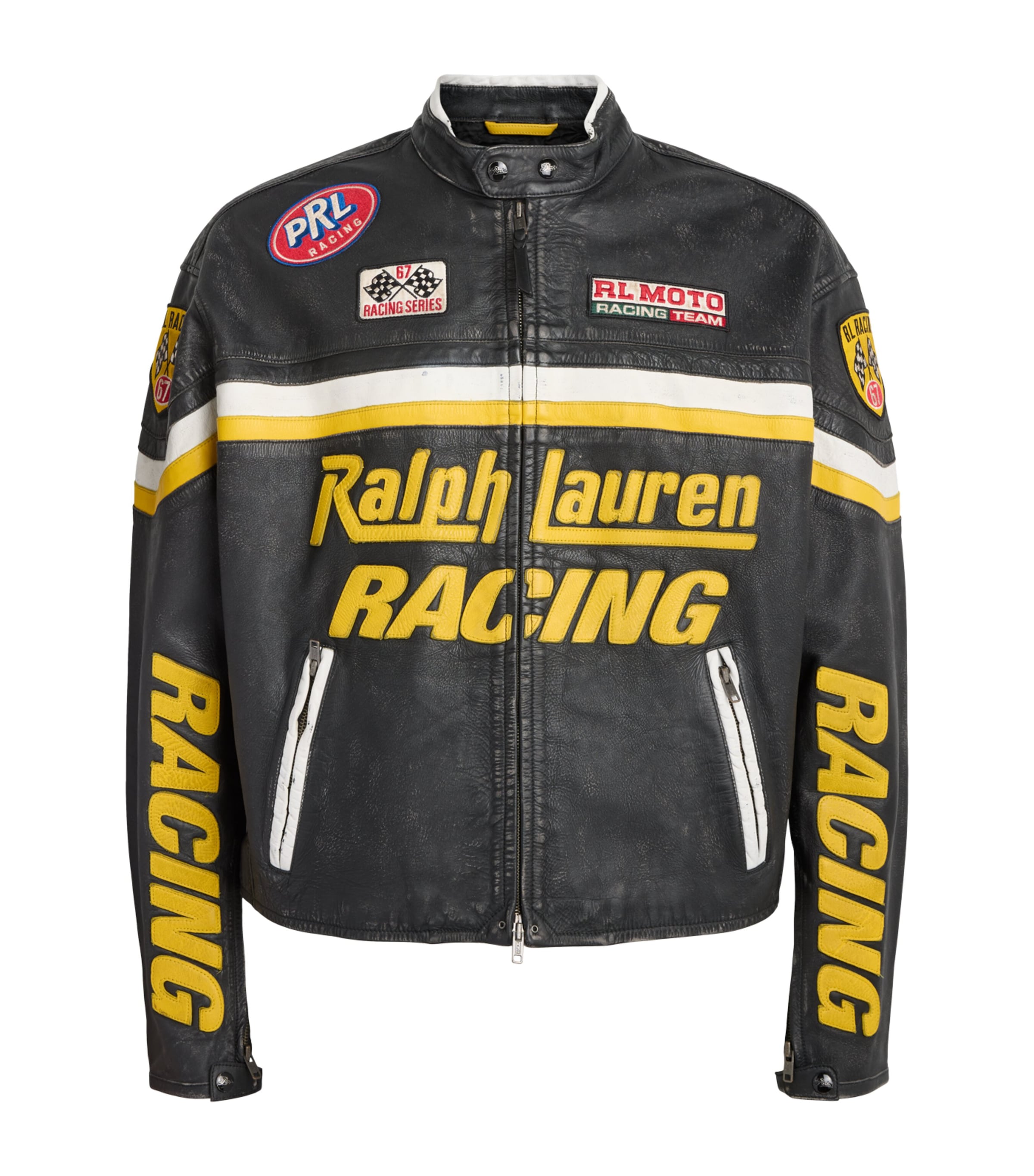 Polo Ralph Lauren Mens Racing Leather Jacket Polo Black