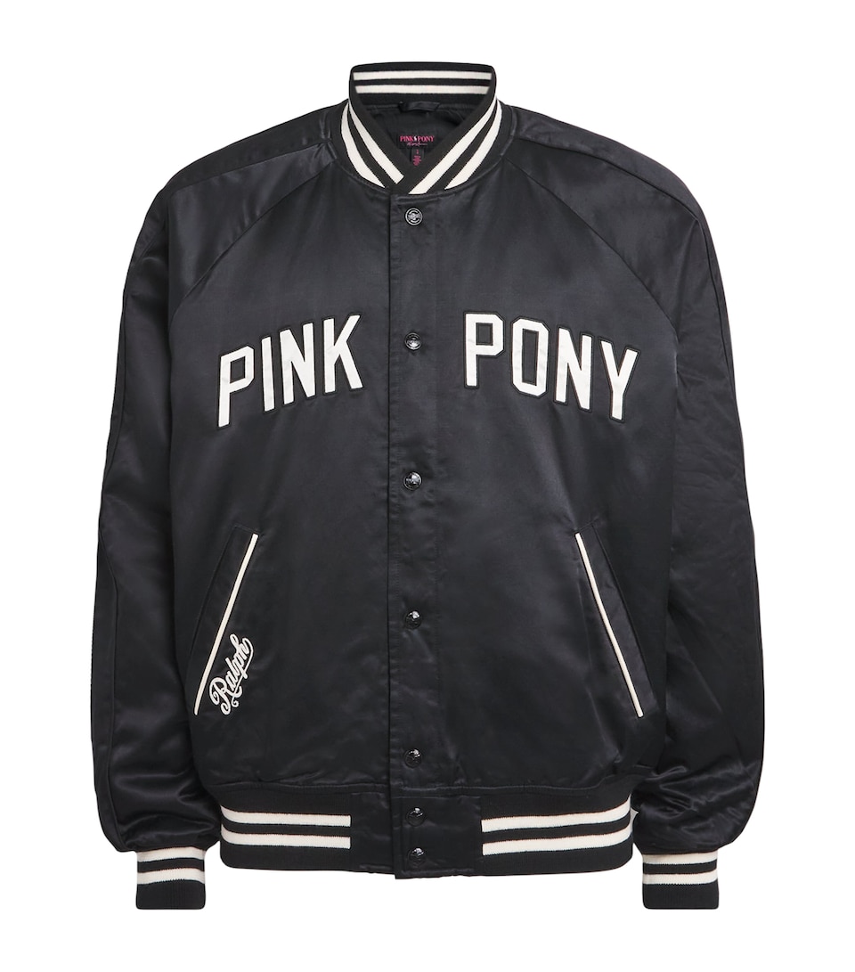 Satin Pink Pony Baseball Jacket