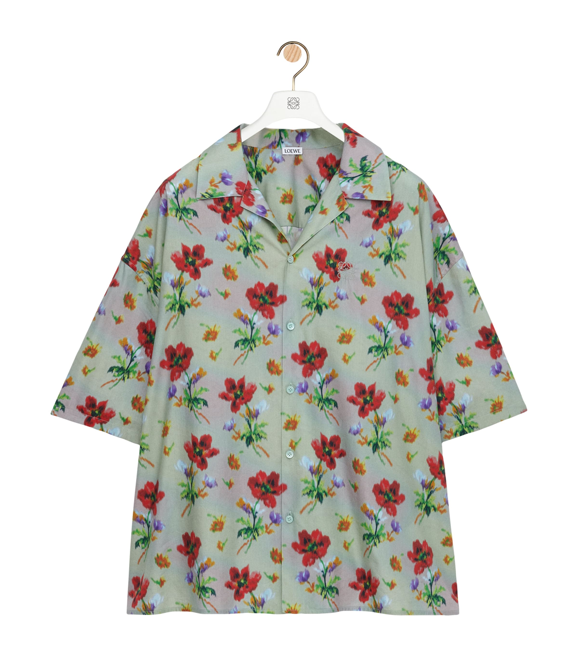 Cotton-Silk-Blend Floral Shirt
