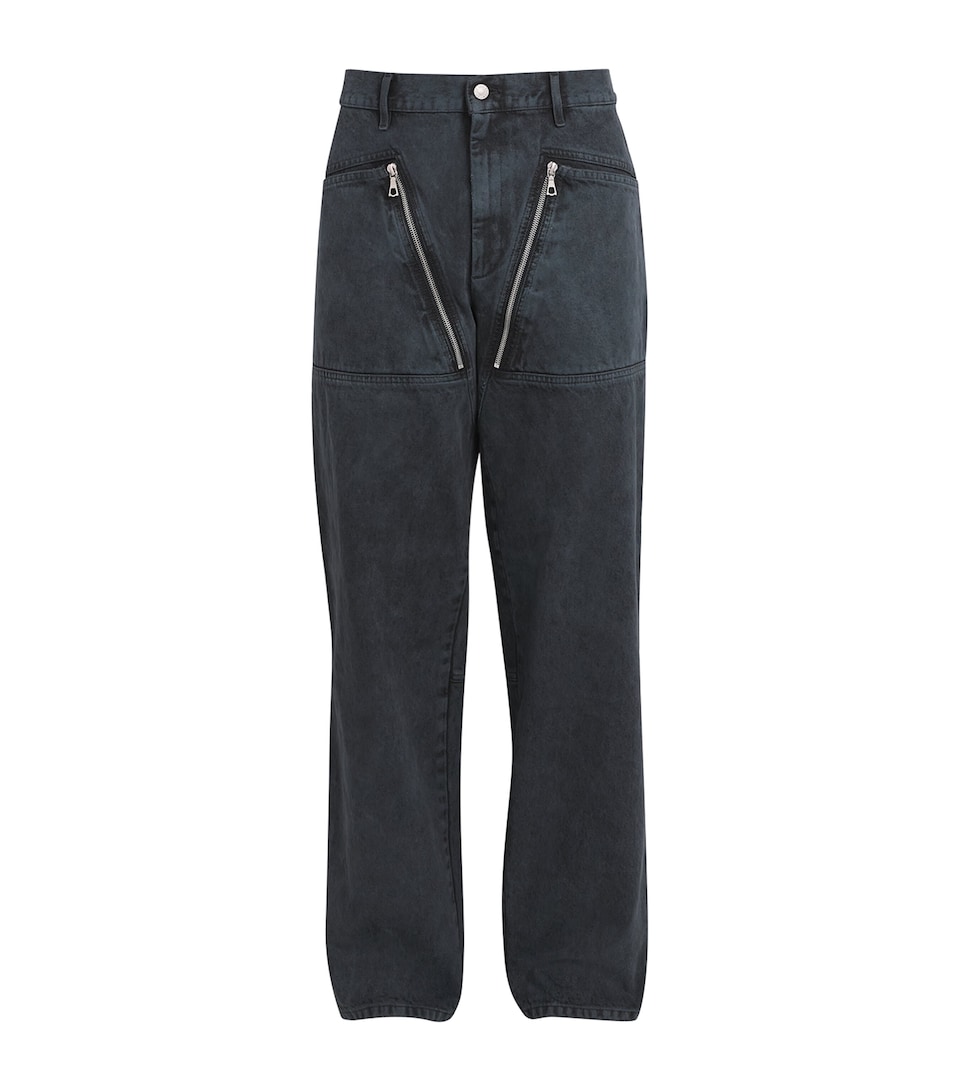Zip-Detail Straight-Leg Jeans