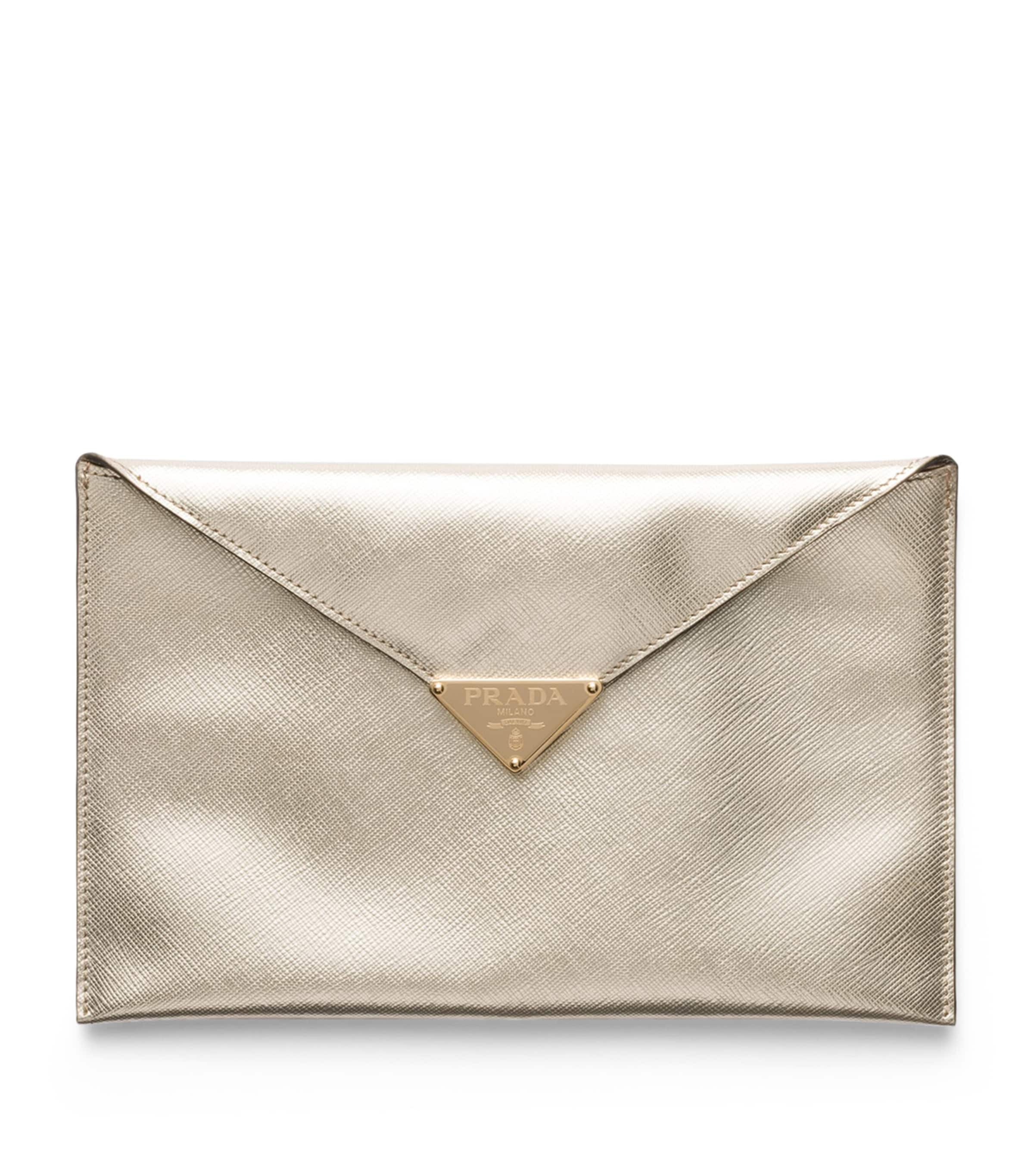 Saffiano Leather Envelope Clutch Bag