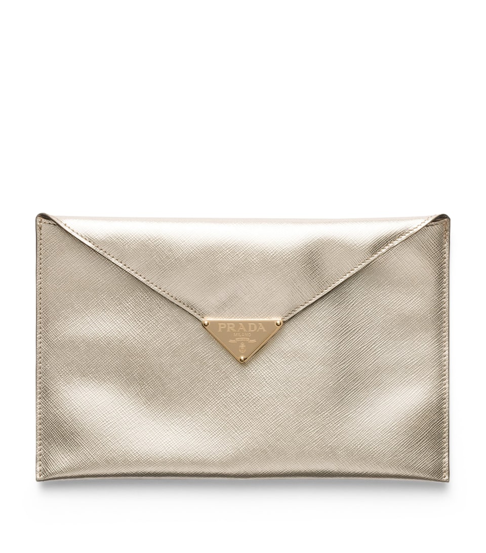Saffiano Leather Envelope Clutch Bag