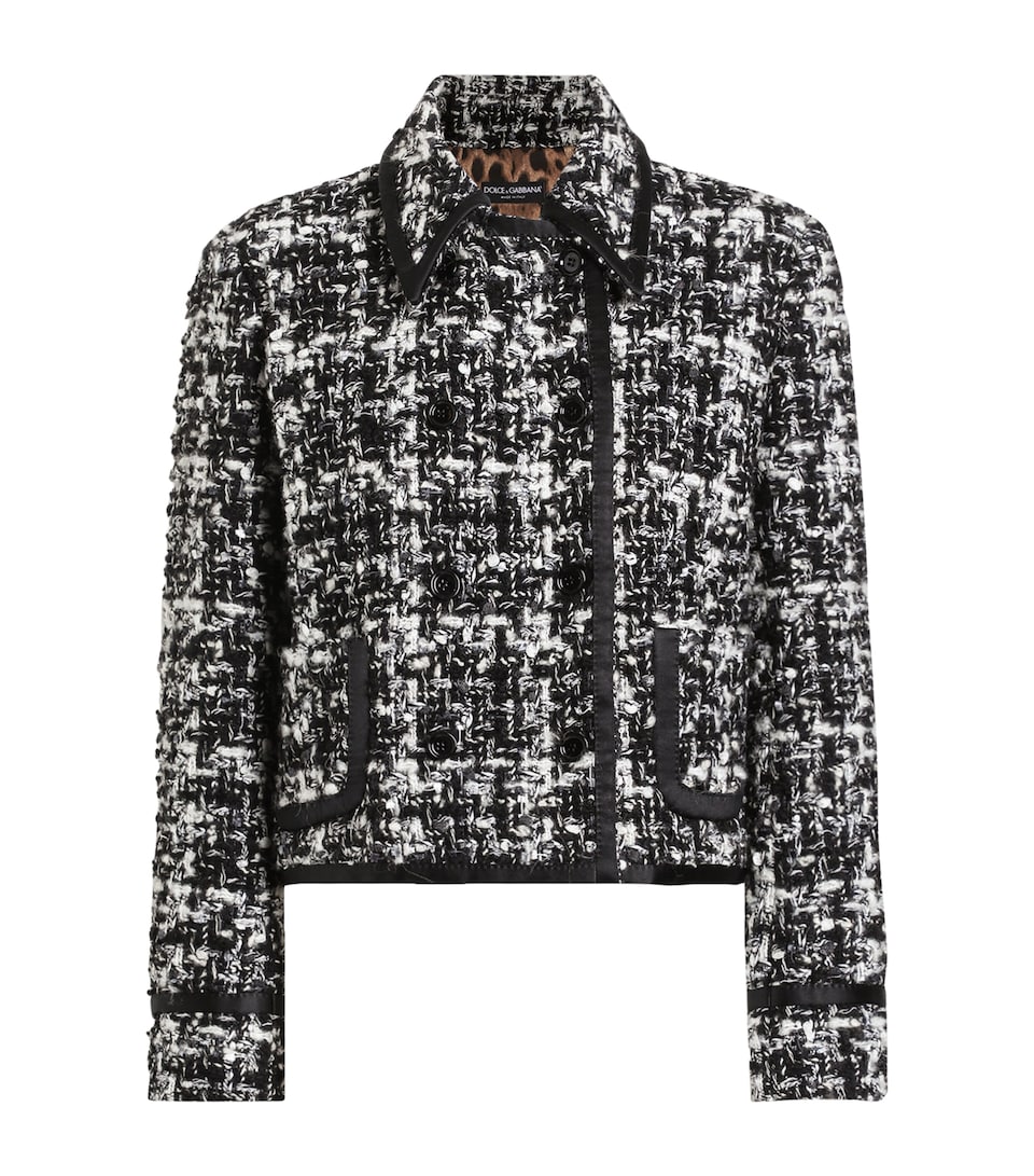 Wool-Blend Check Double-Breasted Jacket