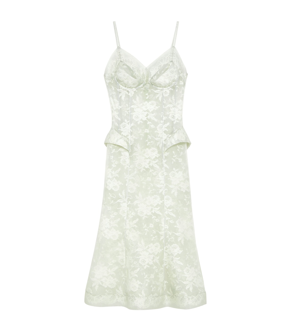 McQueen Womens Silk Lace Floral Midi Dress