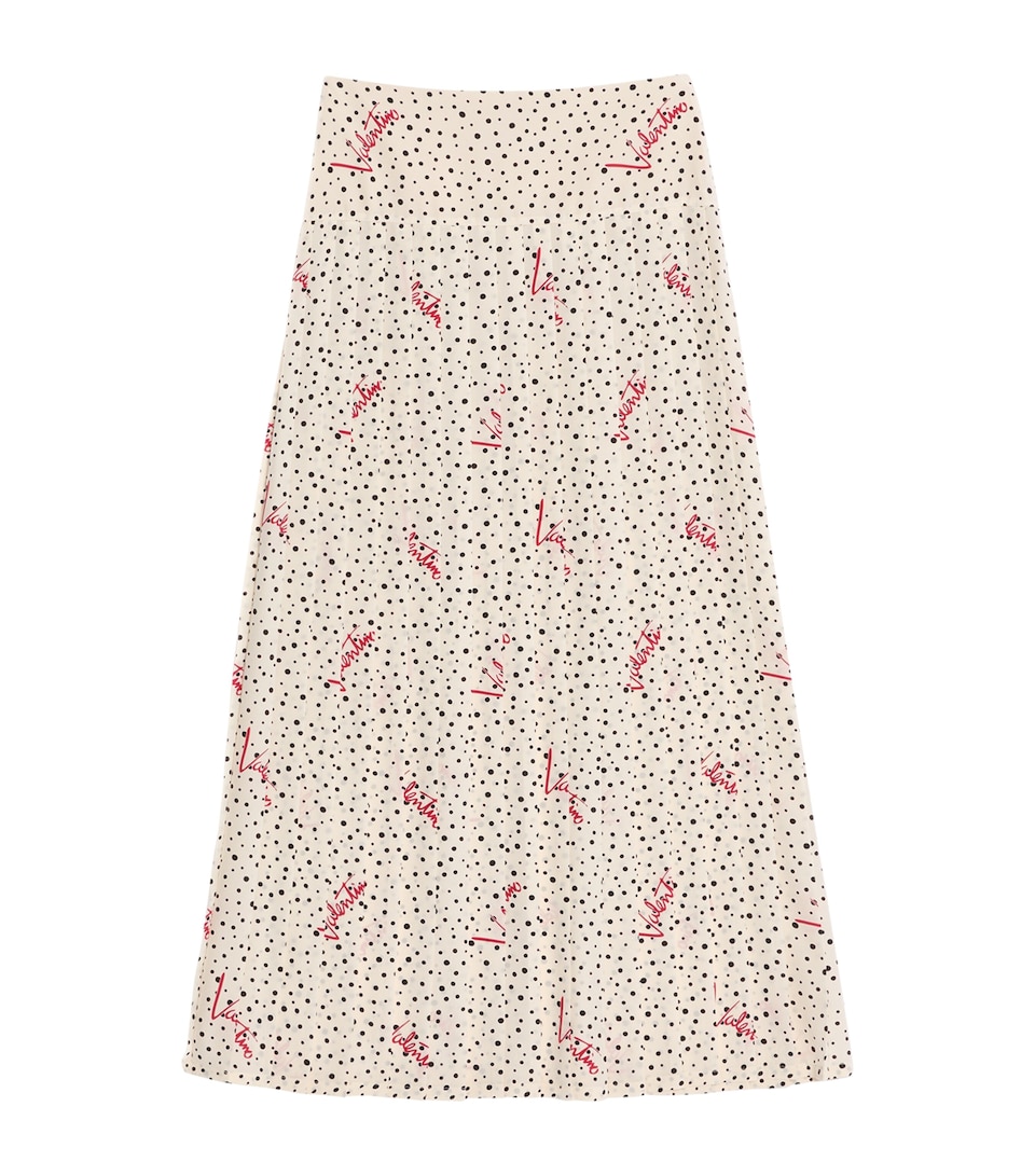 Valentino Womens Silk Plus De Pois Midi Skirt