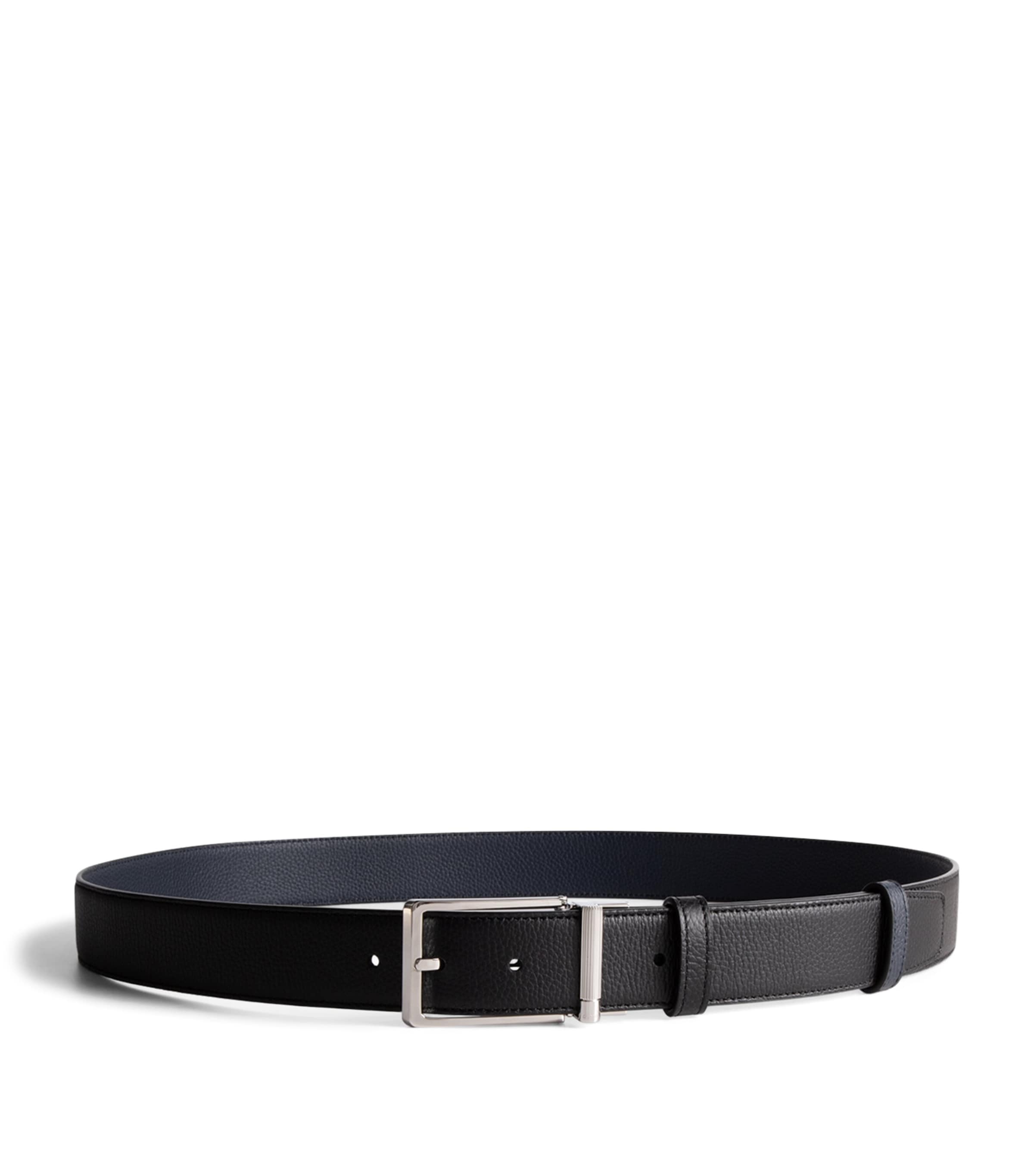 Leather Reversible Rounded Roller Buckle Belt