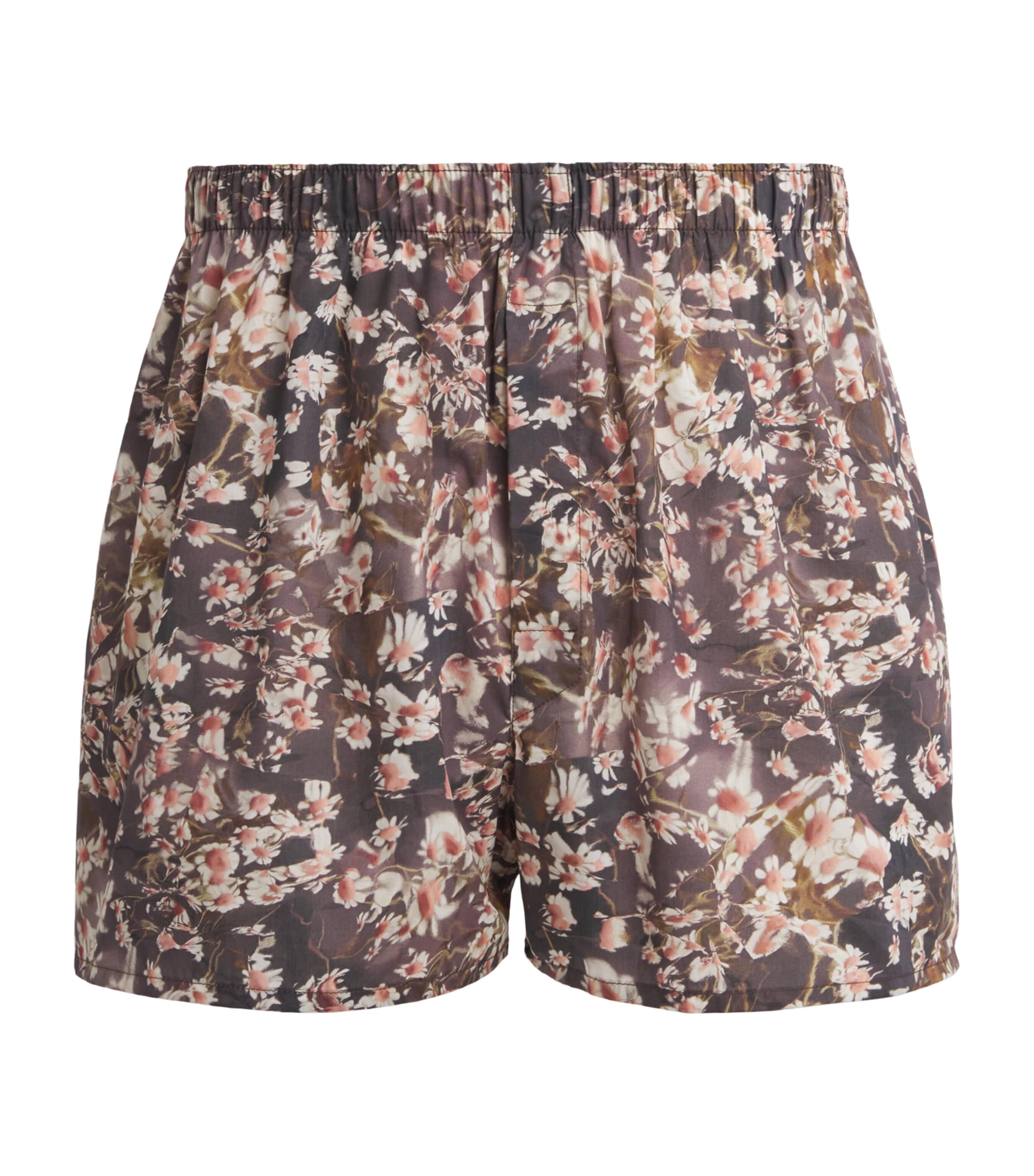 Sunspel Mens Cotton Printed Boxer Shorts Brhb Dark Brown
