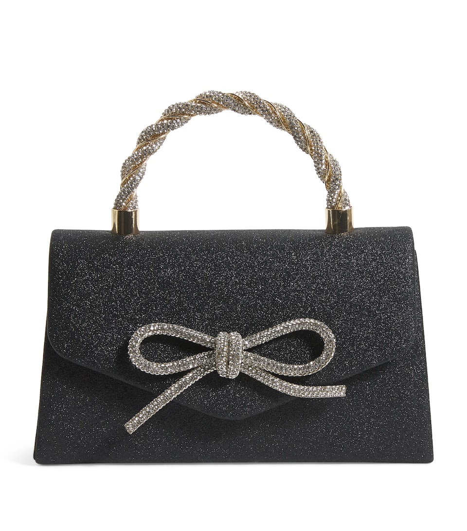 Glitter Diamanté Bow Handbag