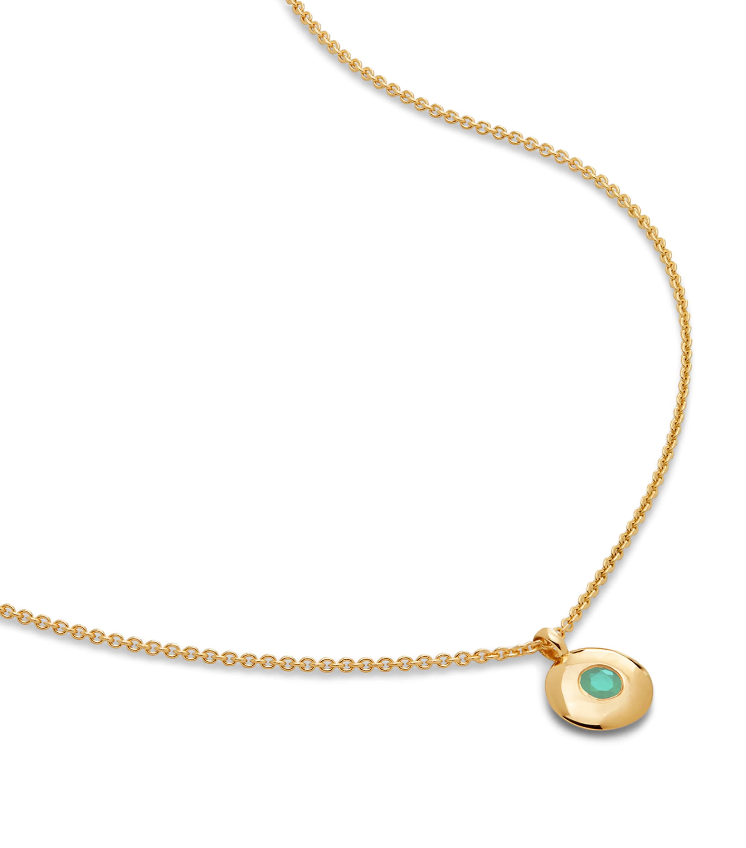 Monica Vinader Gold Vermeil and Emerald May Birthstone Necklace Emerald Green