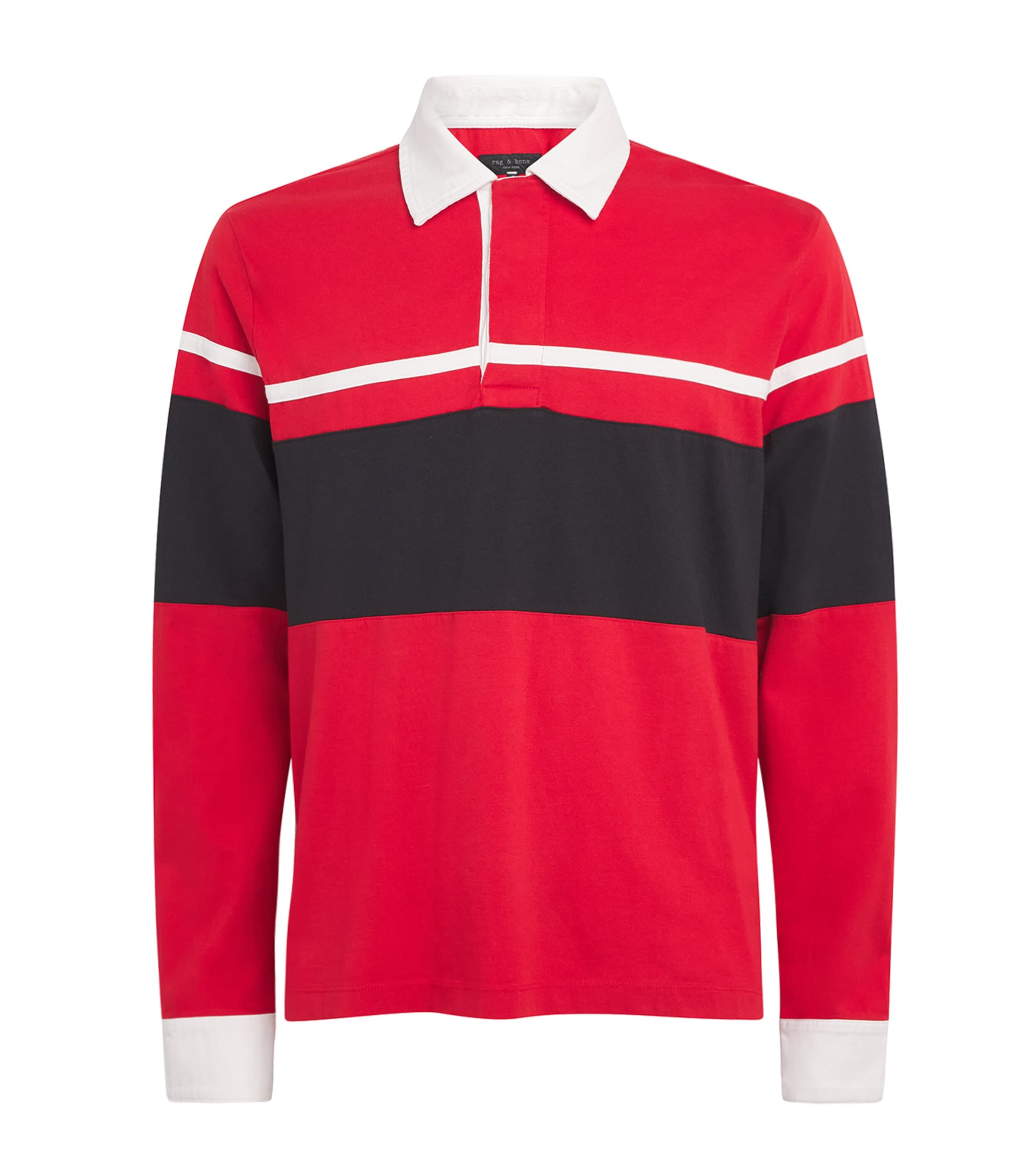 Rag & Bone Mens Cotton Stripe Polo Rugby Shirt Redmt