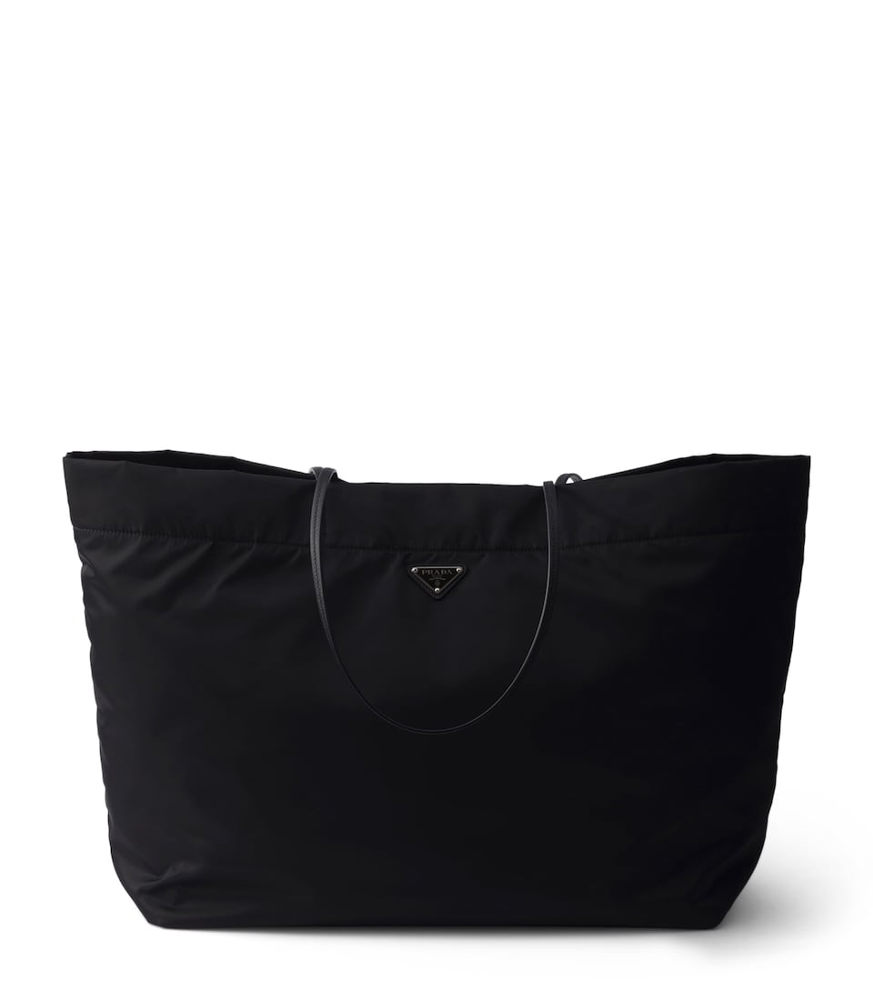 Large Re-Nylon and Leather Tote Bag