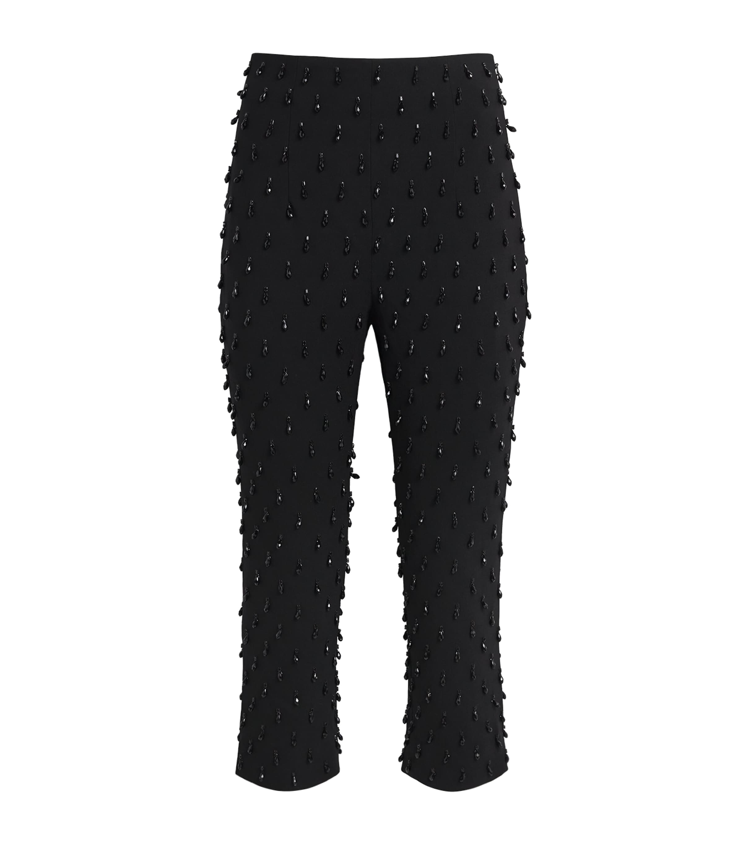 Carolina Herrera Womens Stretch-Wool Embellished Cropped Camila Trousers Black