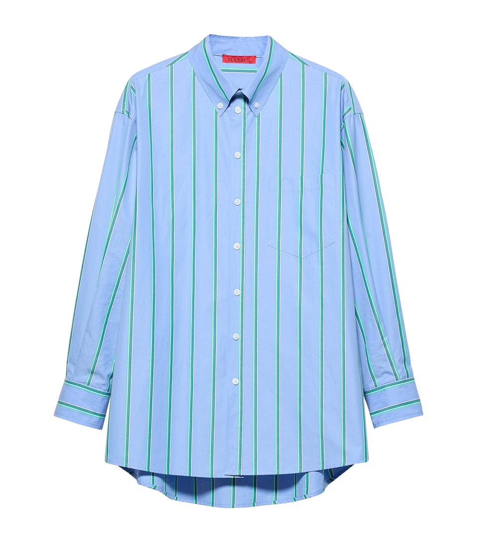 MAX&Co. Womens Stripe Plot Twist Shirt Light Blue