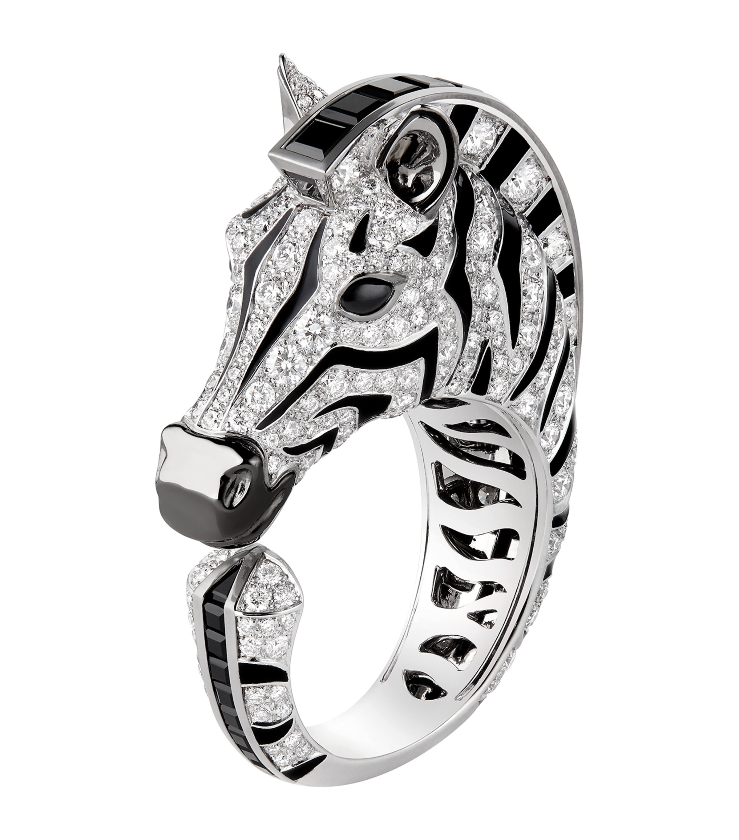 White Gold, Diamond and Onyx Animaux de Collection Zebra Ring