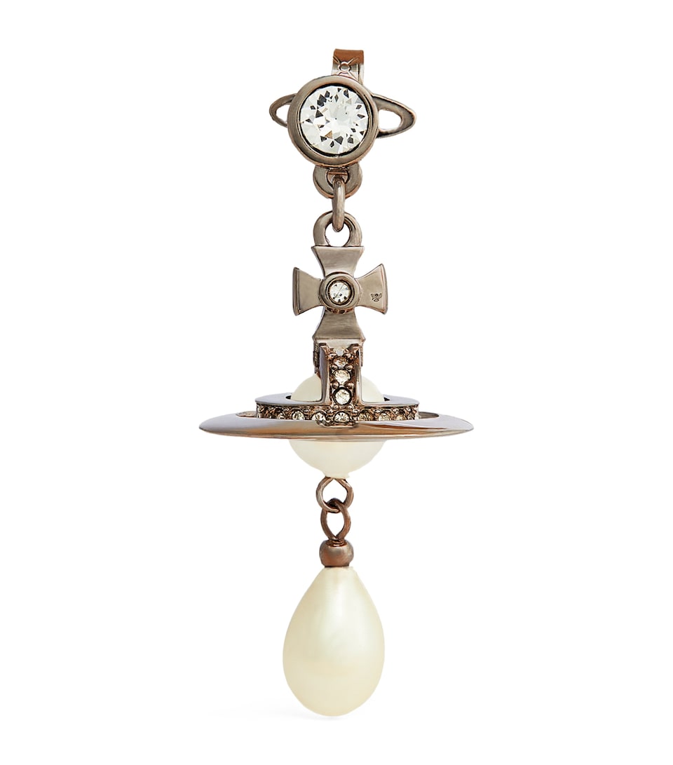Vivienne Westwood Orb Single Drop Earring Platinum/pearl