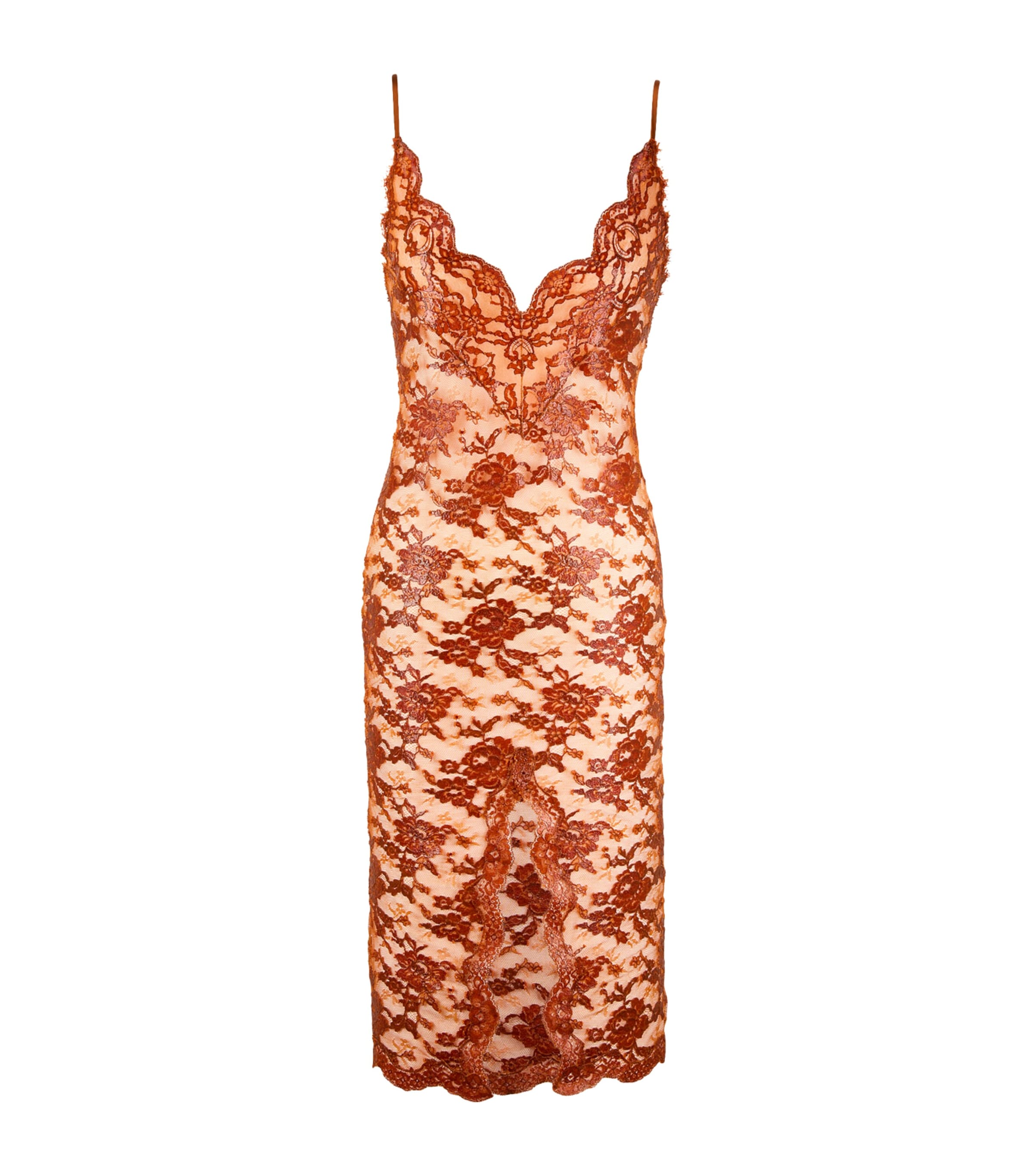 Saint Laurent Womens Silicone-Coated Lace Mini Dress