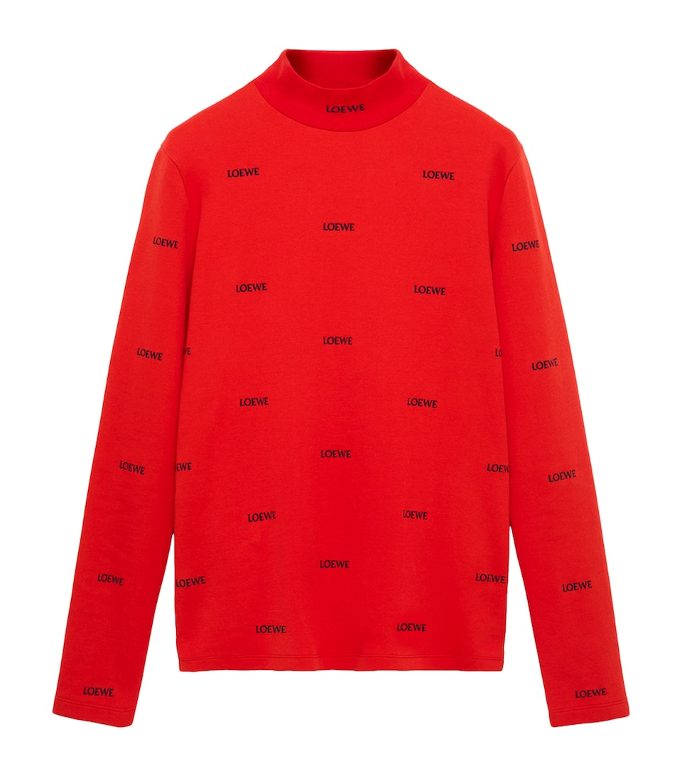 LOEWE Womens All-Over Logo Top Red