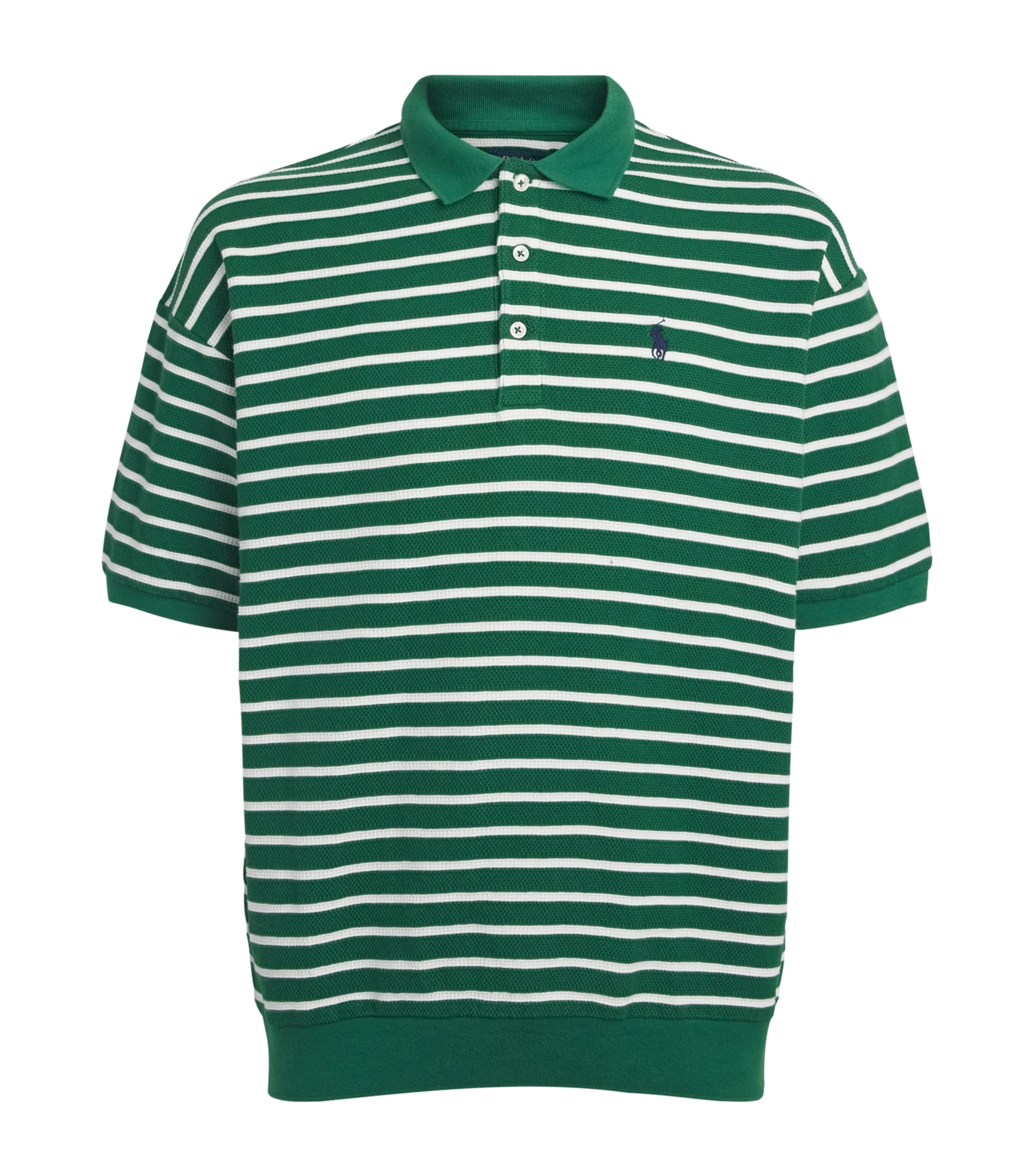 Polo Ralph Lauren Mens Cotton Mesh Stripe Relaxed Polo Shirt New Forest/nevis