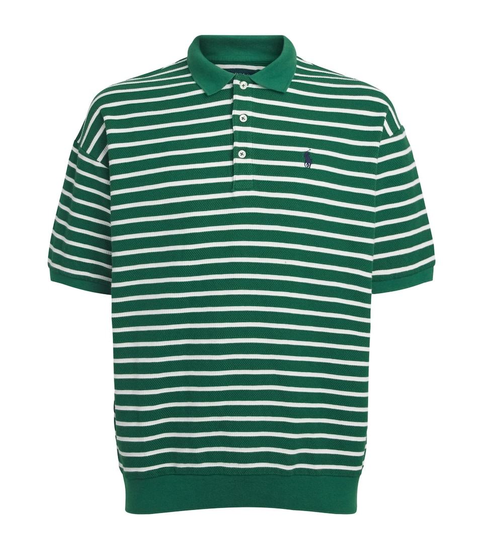 Polo Ralph Lauren Mens Cotton Mesh Stripe Relaxed Polo Shirt New Forest/nevis