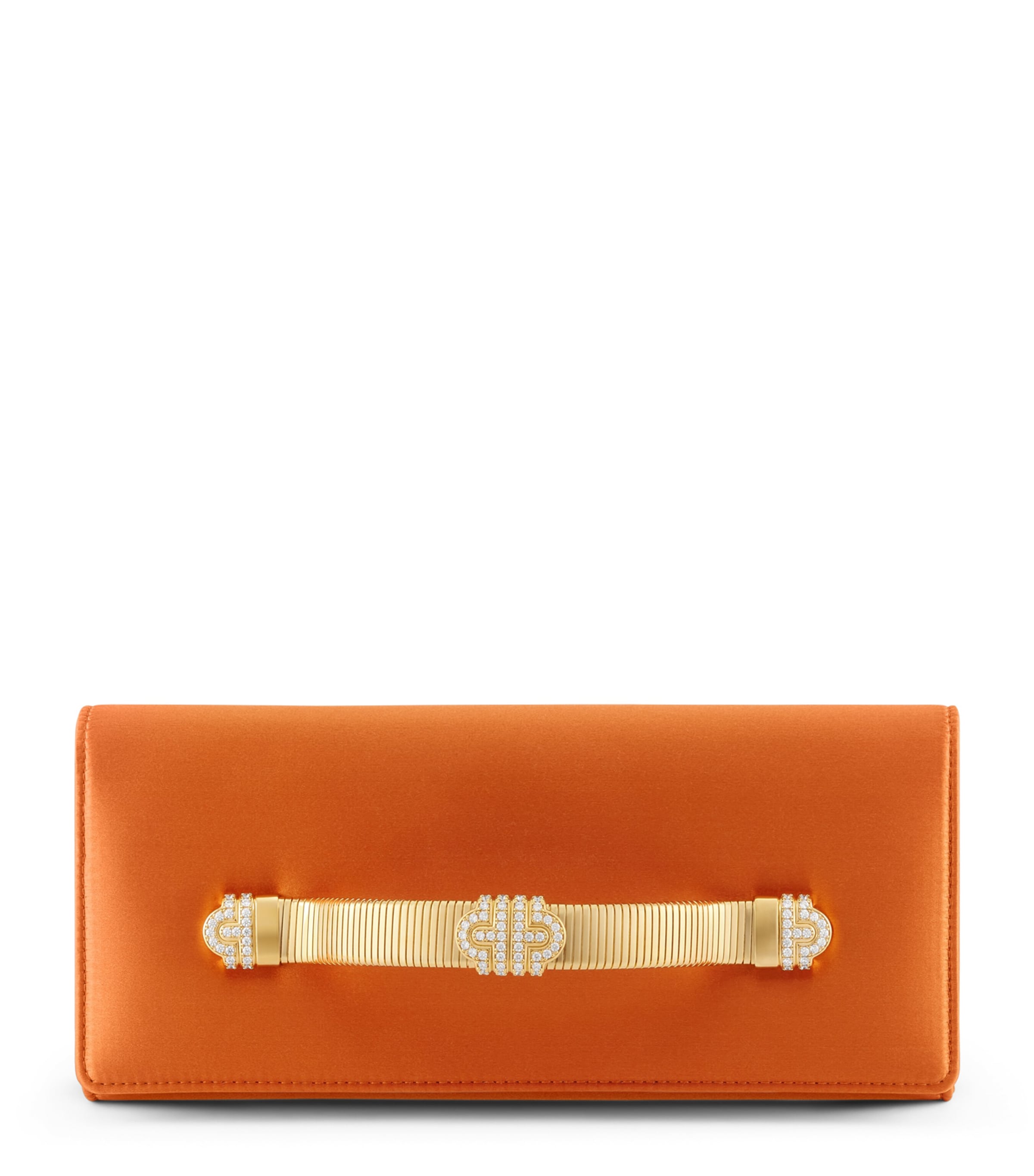 Bvlgari Satin Tubogas Evening Clutch Bag Orange