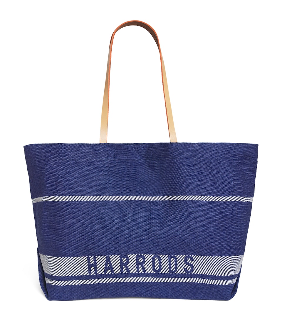 Harrods Jute Stripe Shopper Bag Blue