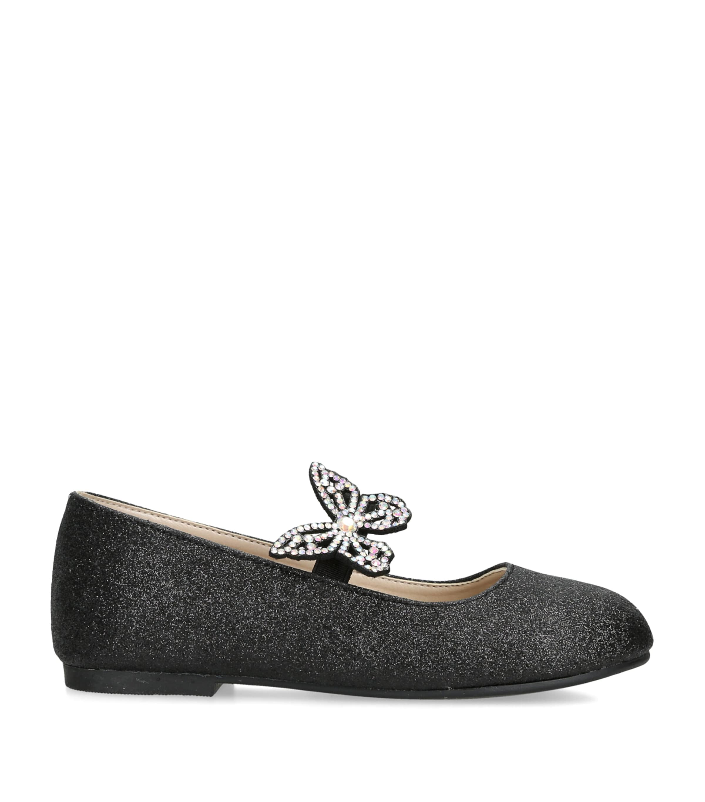 BabyWalker Sparkle Butterfly Ballet Flats Black